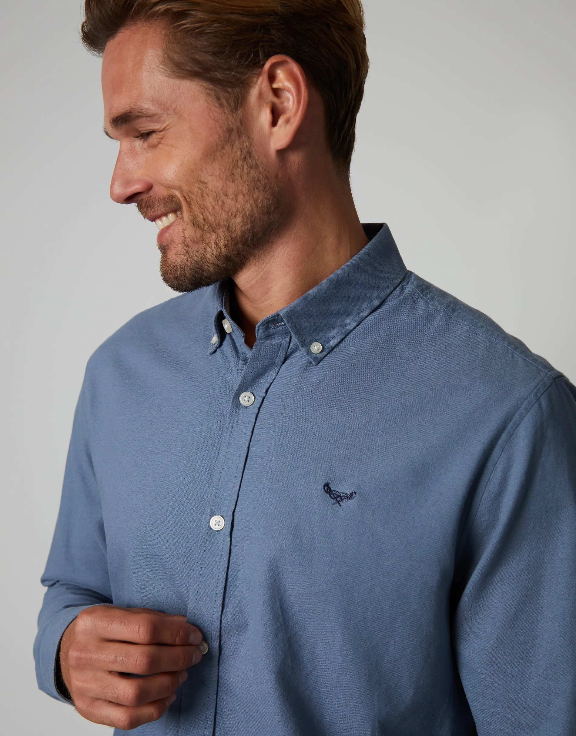 Denim Blue Cotton Long Sleeve Shirt sold by Threadbare product image thumbnail 4