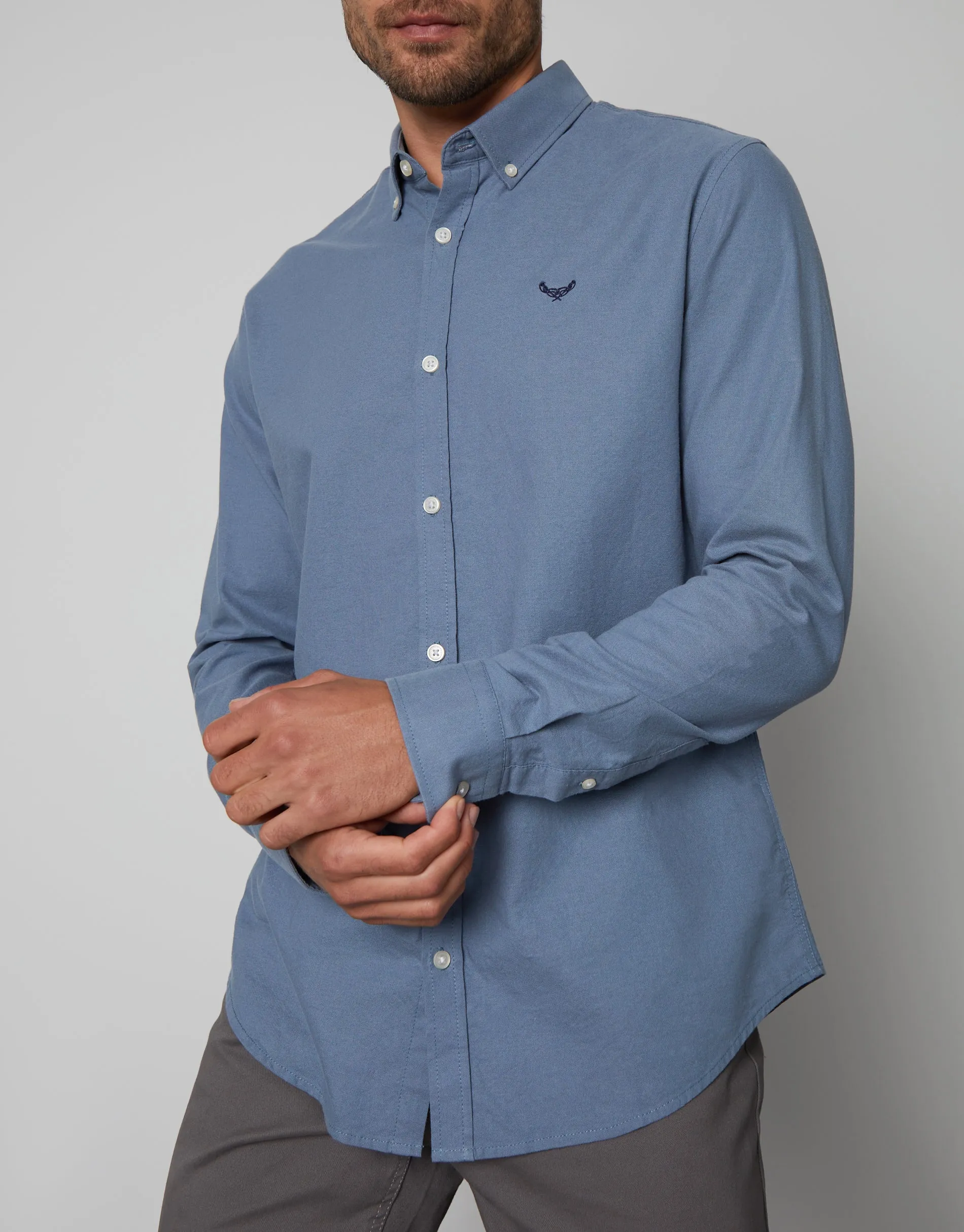 Denim Blue Cotton Long Sleeve Shirt sold by Threadbare