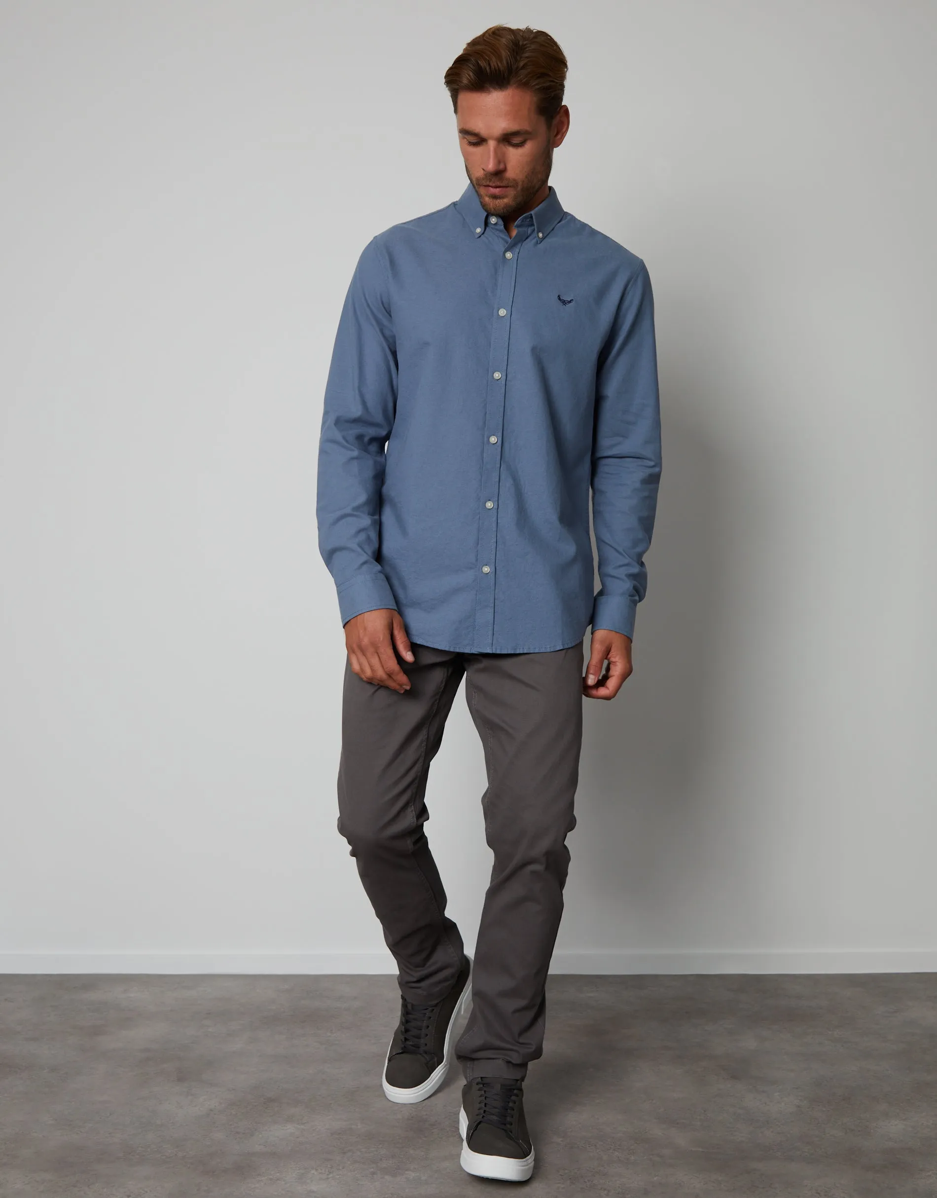 Denim Blue Cotton Long Sleeve Shirt sold by Threadbare product image thumbnail 3