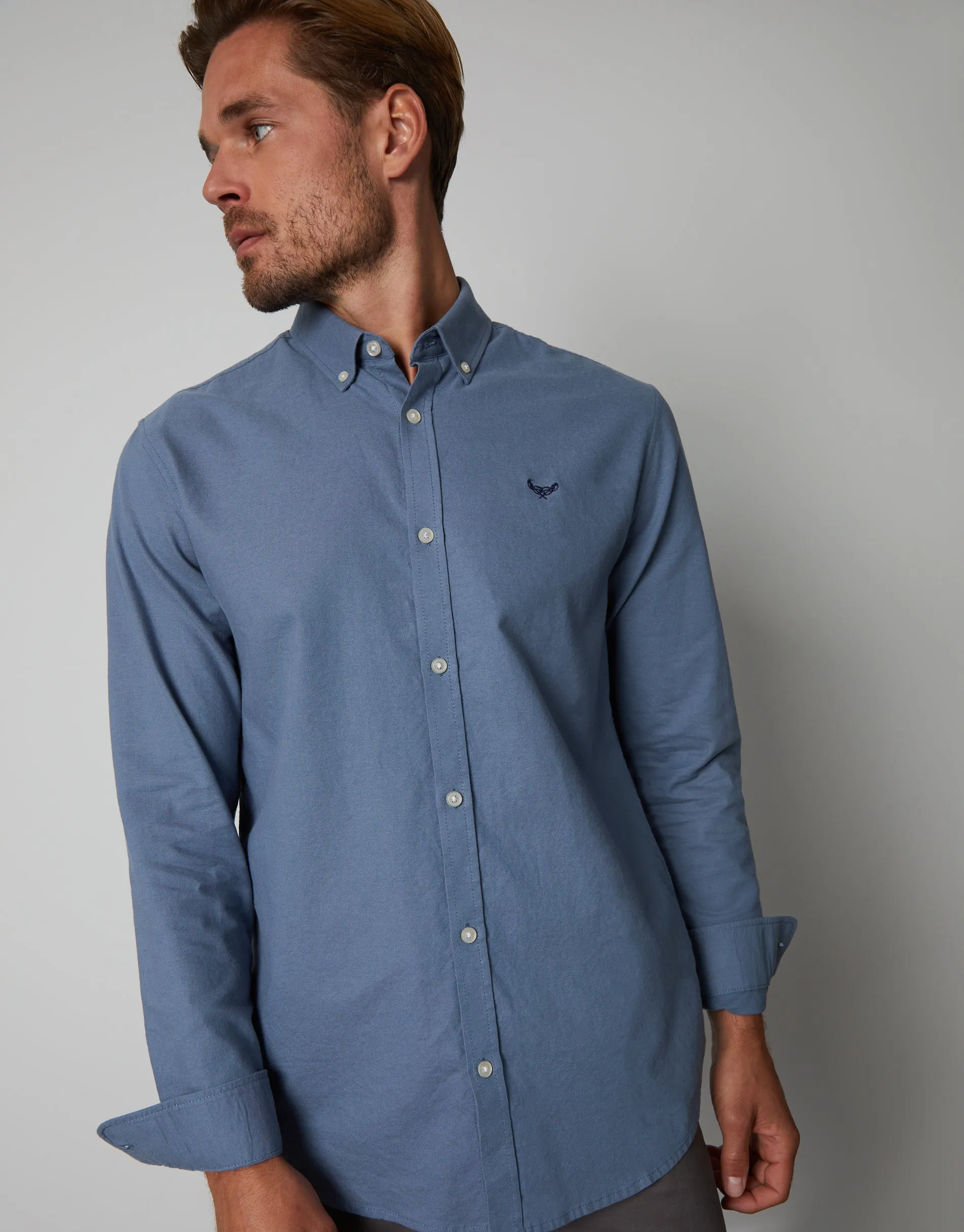 Denim Blue Cotton Long Sleeve Shirt sold by Threadbare product image thumbnail 5