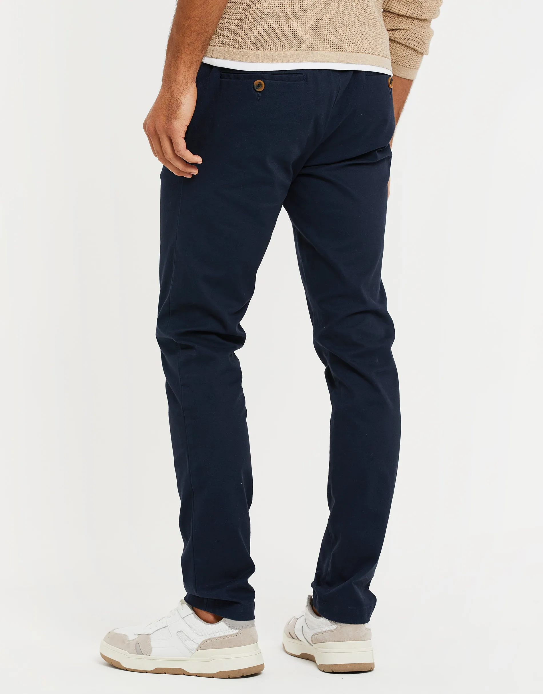 Men's Navy Stretch Chino Trousers sold by Threadbare product image thumbnail 2