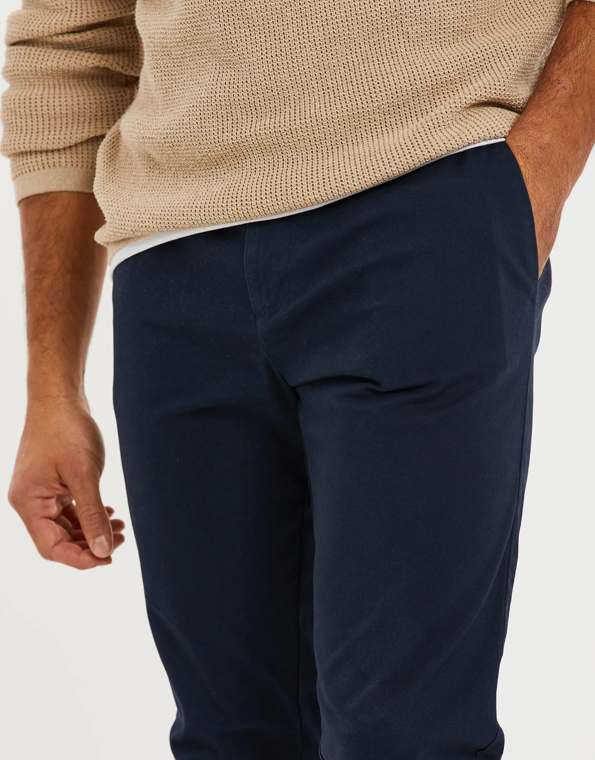 Men's Navy Stretch Chino Trousers sold by Threadbare product image thumbnail 4