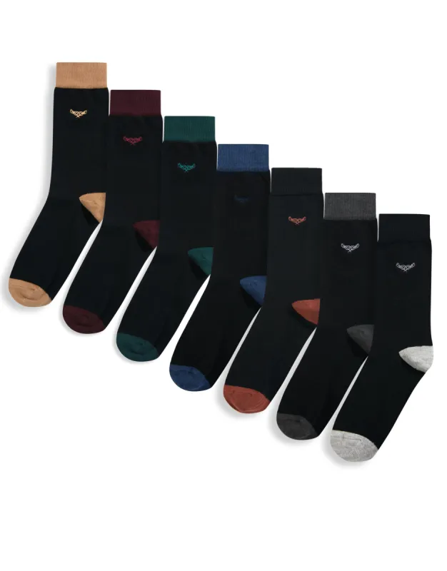 Men's Black Heel & Toe Colour Mix Socks (7 Pack) made by Threadbare