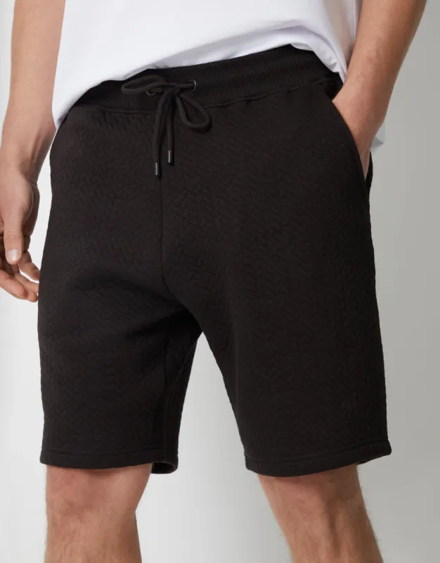 Black Textured Sweat Shorts sold by Threadbare