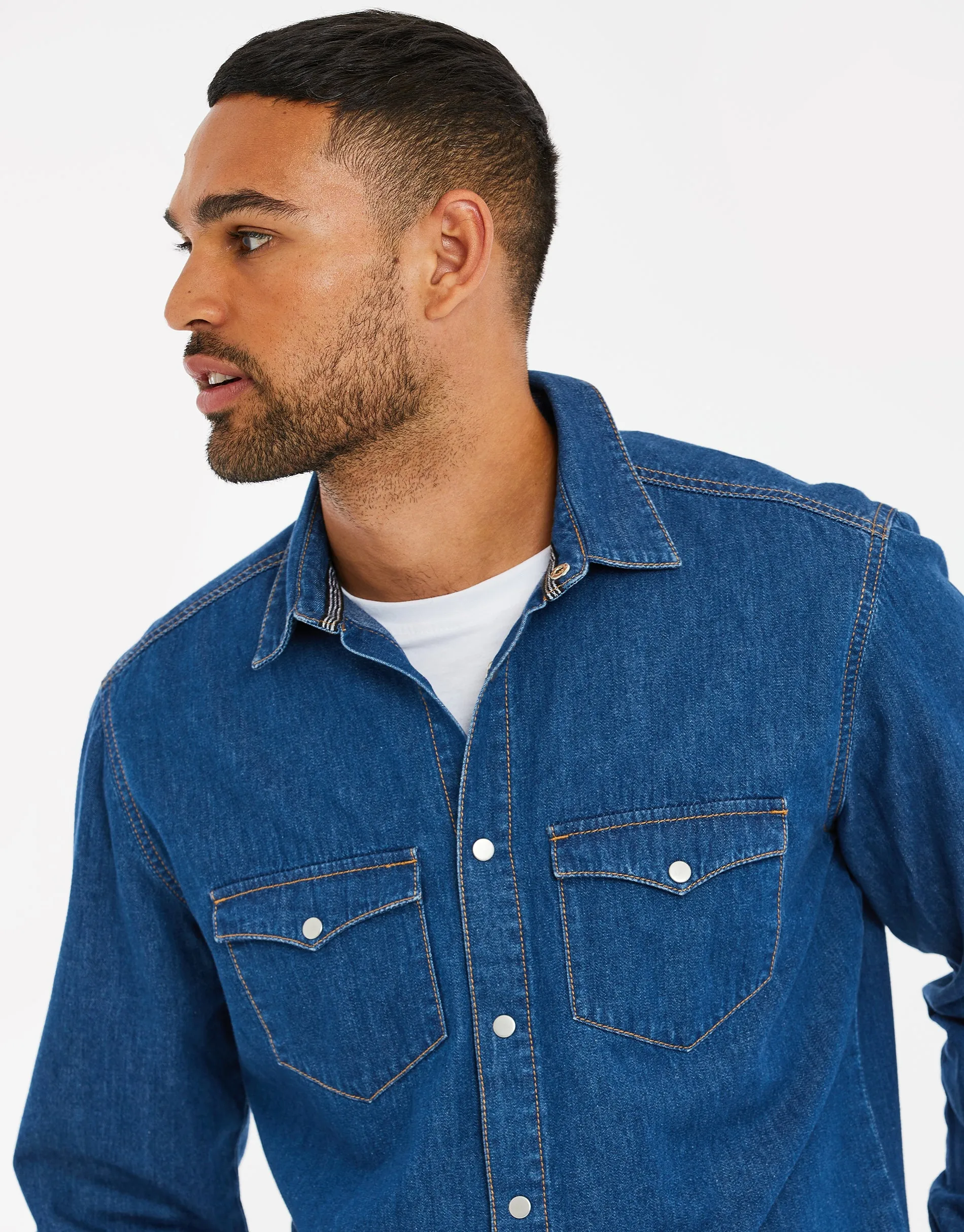 Men's Blue Denim Shirt sold by Threadbare product image thumbnail 4