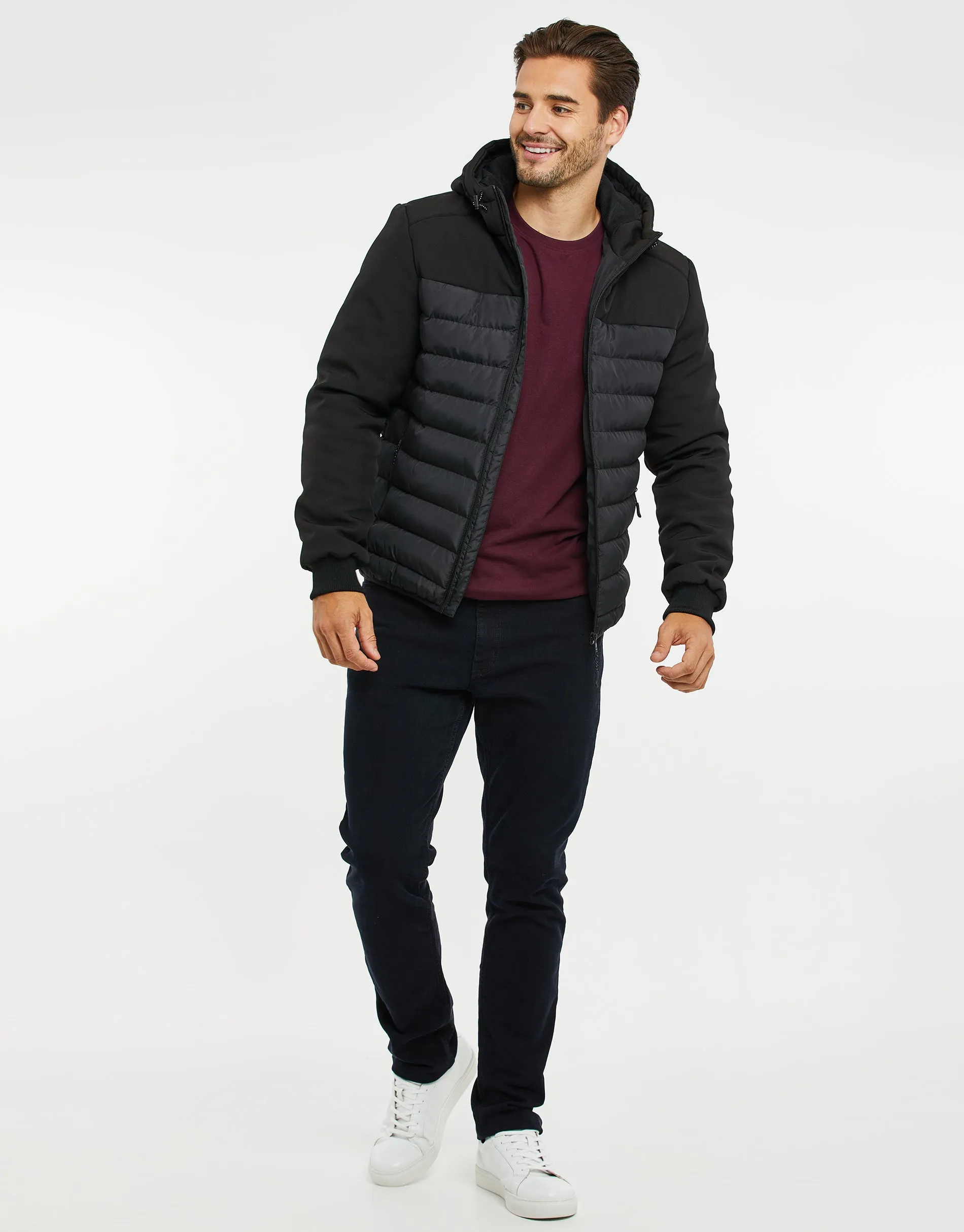 Men's Black Lightweight Padded Jacket sold by Threadbare product image thumbnail 3