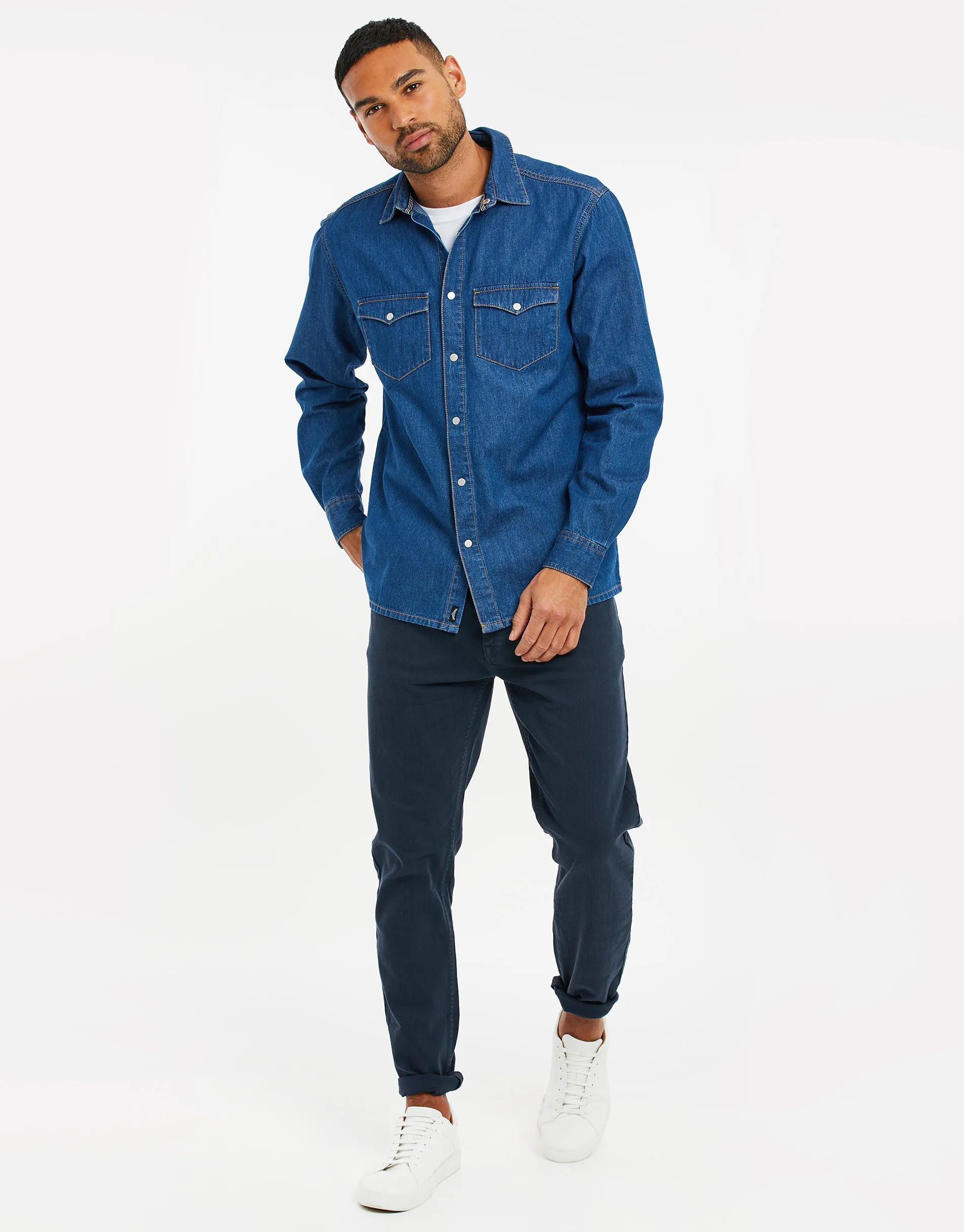 Men's Blue Denim Shirt sold by Threadbare product image thumbnail 3