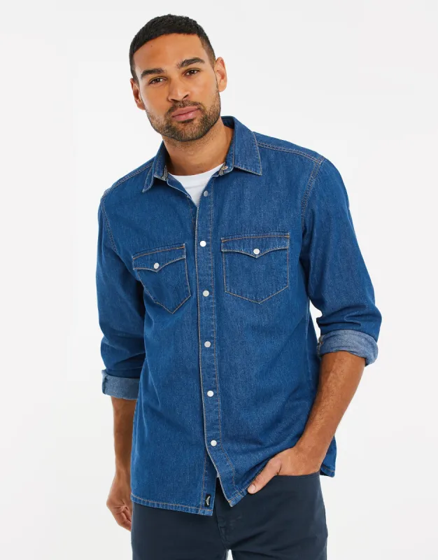 Men's Blue Denim Shirt sold by Threadbare