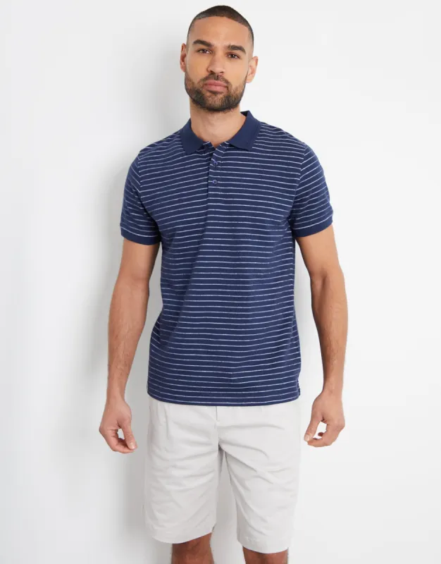 Navy Striped Polo Shirt sold by Threadbare
