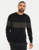 Men's Black Colourblock Crew Neck Jumper sold by Threadbare