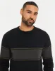 Men's Black Colourblock Crew Neck Jumper sold by Threadbare