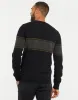 Men's Black Colourblock Crew Neck Jumper sold by Threadbare