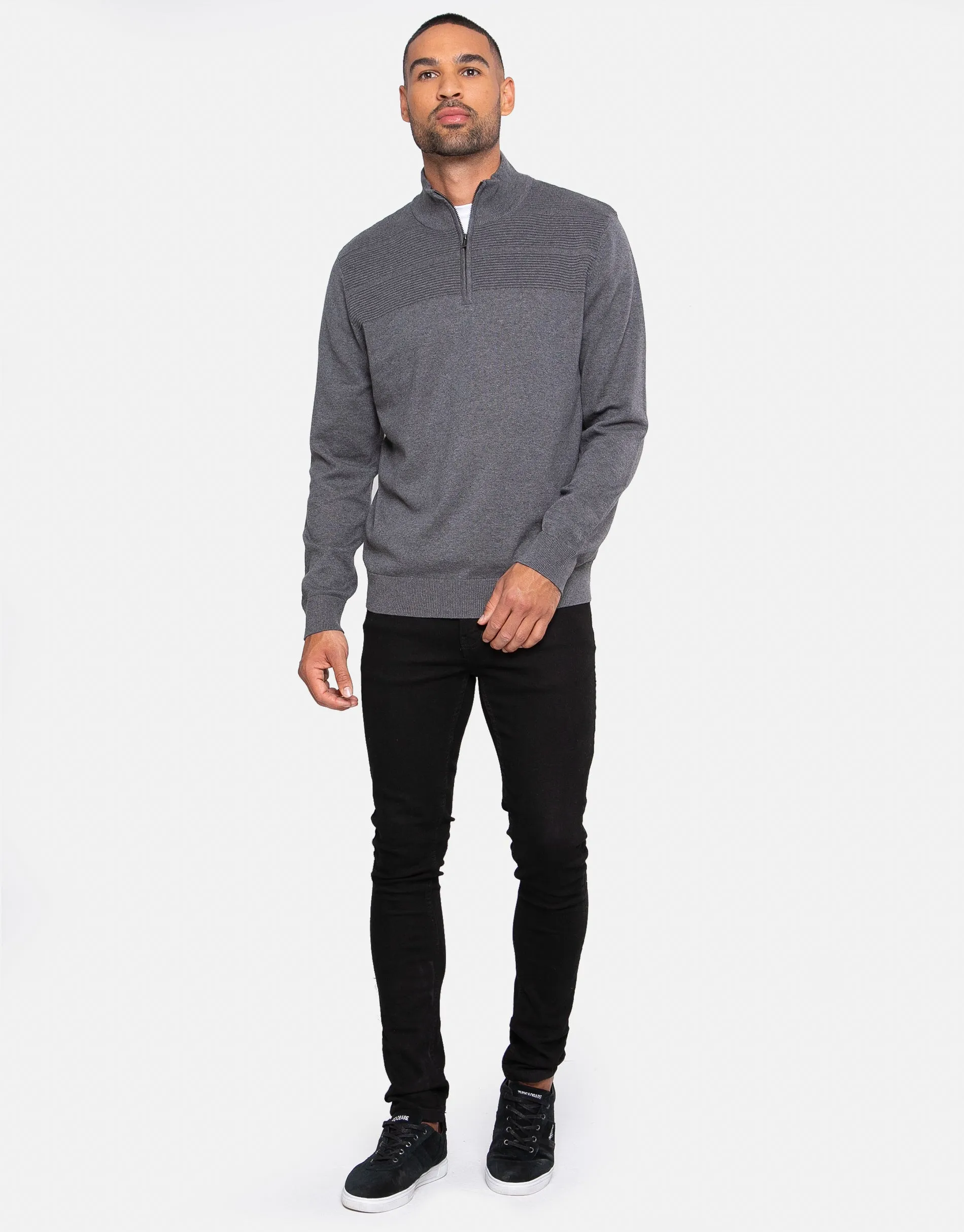 Men's Grey Zip Neck Jumper sold by Threadbare product image thumbnail 3