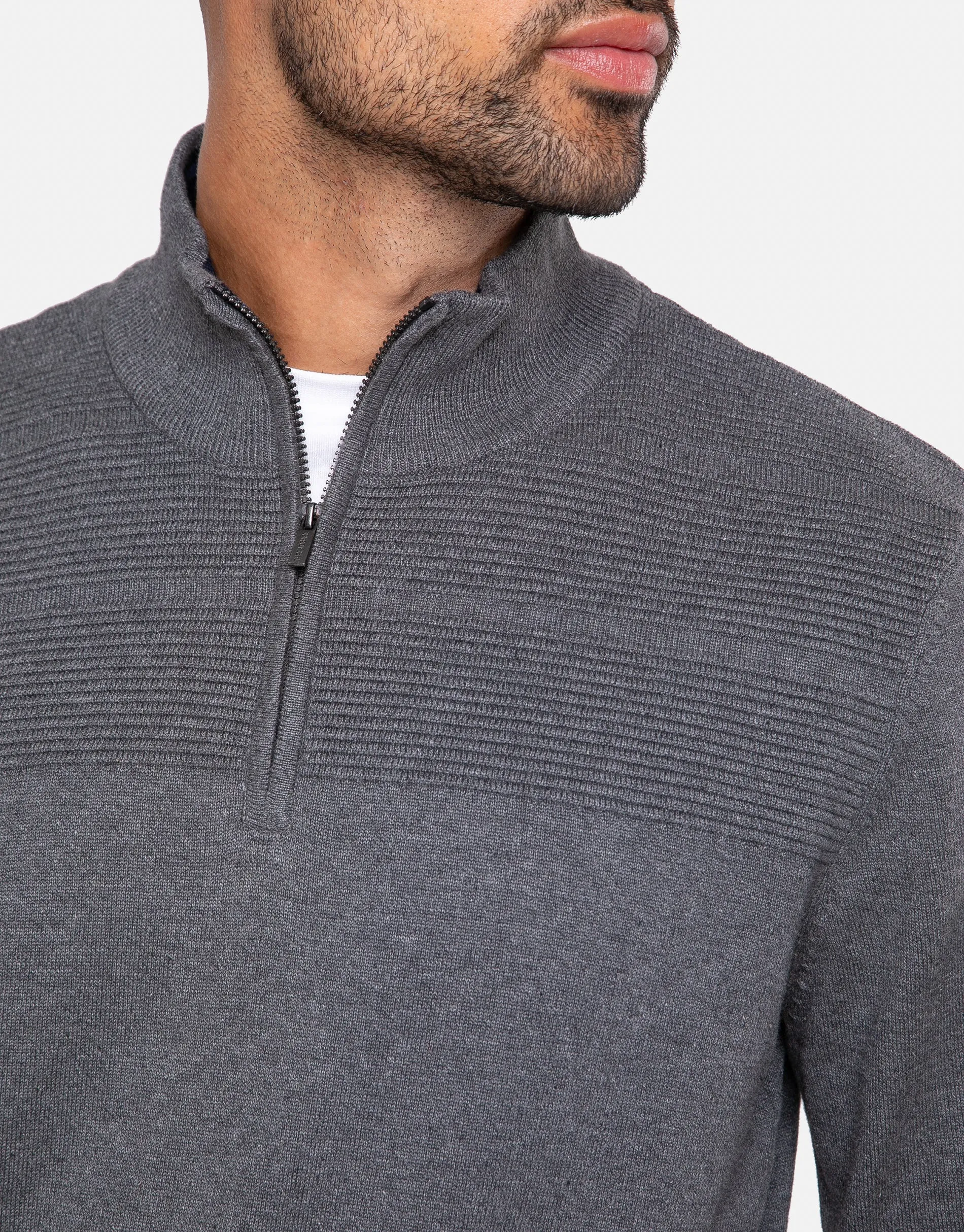 Men's Grey Zip Neck Jumper sold by Threadbare product image thumbnail 4