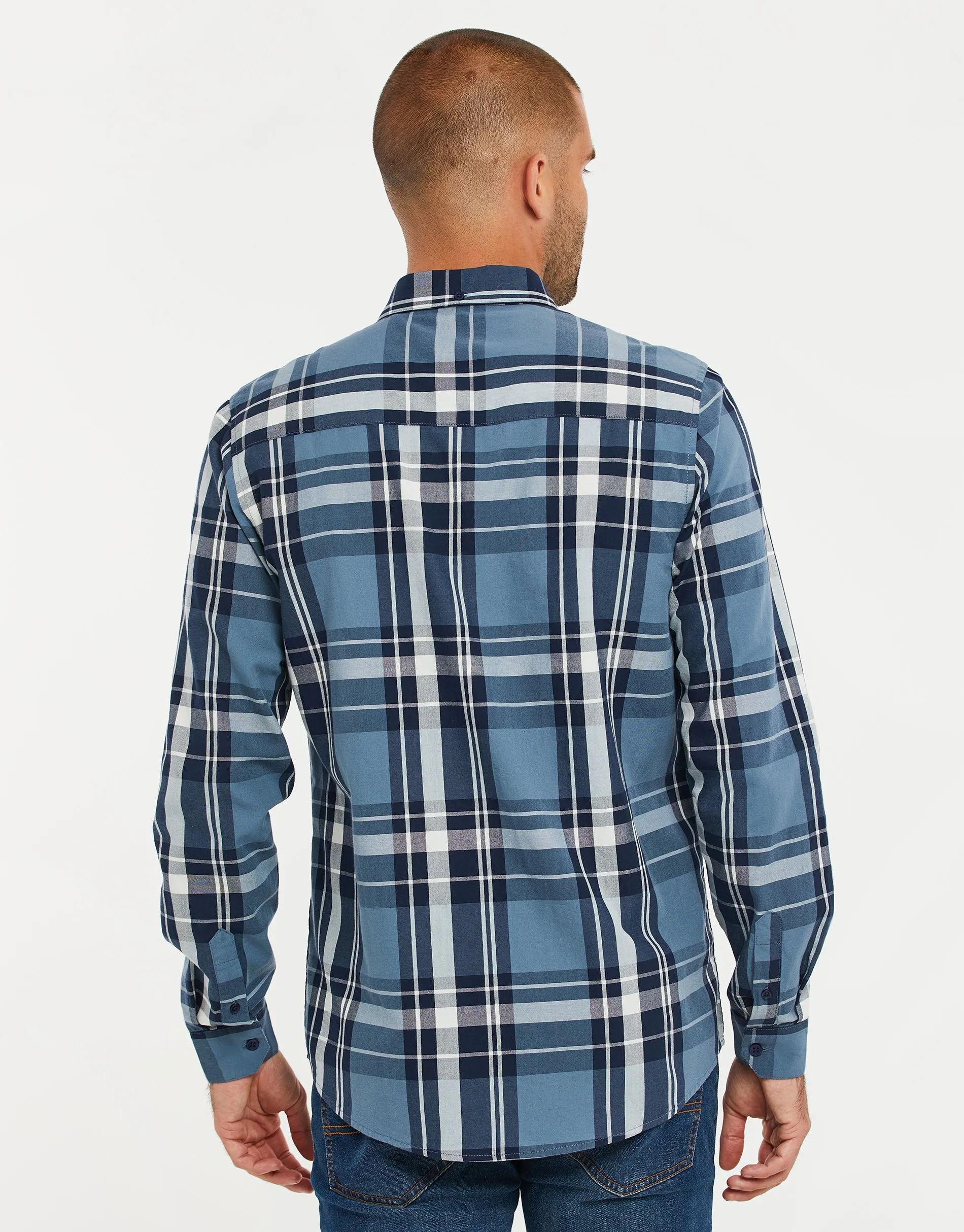 Men's Light Blue Check Long Sleeve Shirt sold by Threadbare product image thumbnail 2