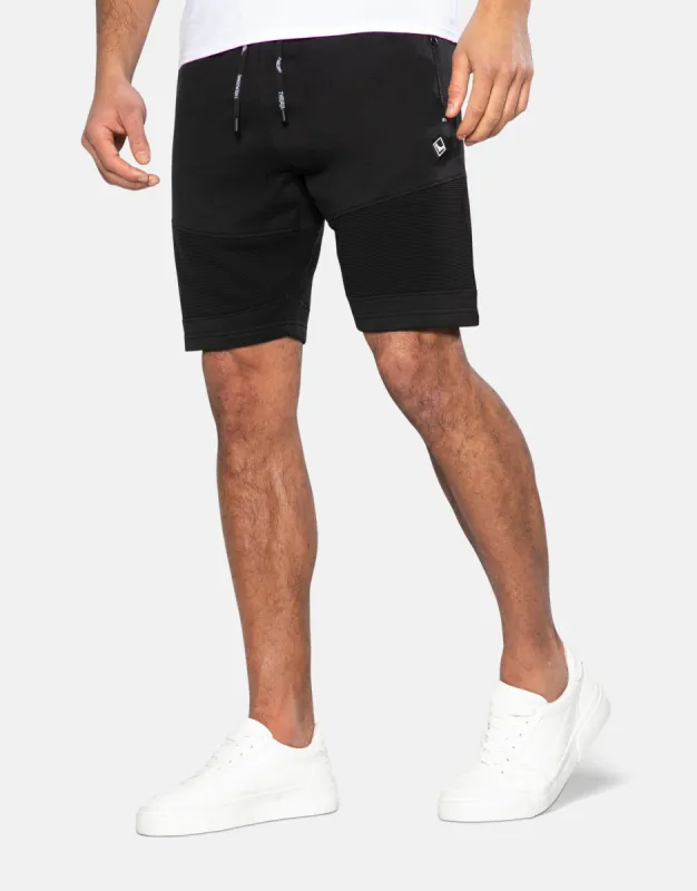 Men's Black Ribbed Panel Fleece Shorts sold by Threadbare