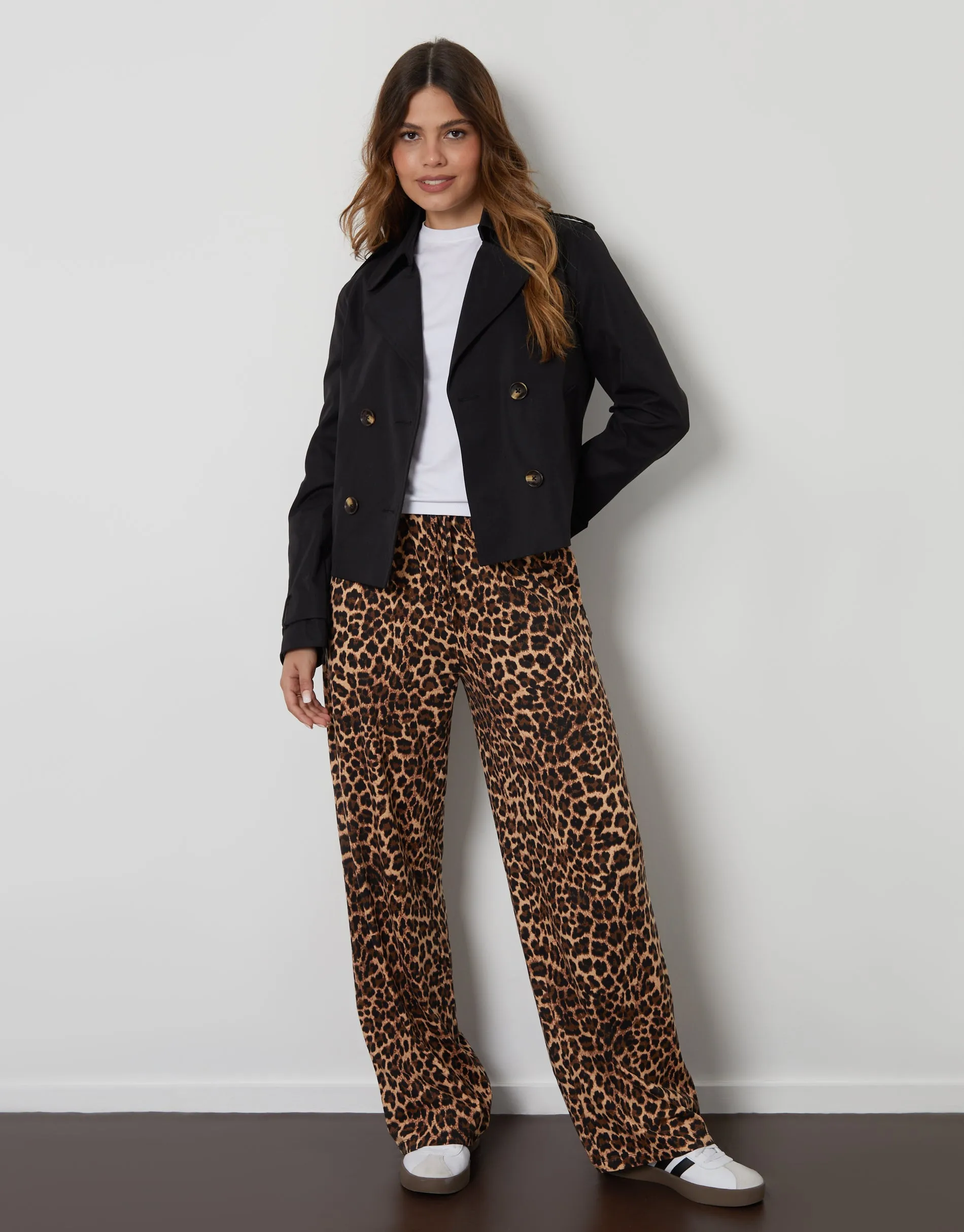 Women's Black Double Breasted Cropped Trench Coat sold by Threadbare product image thumbnail 4