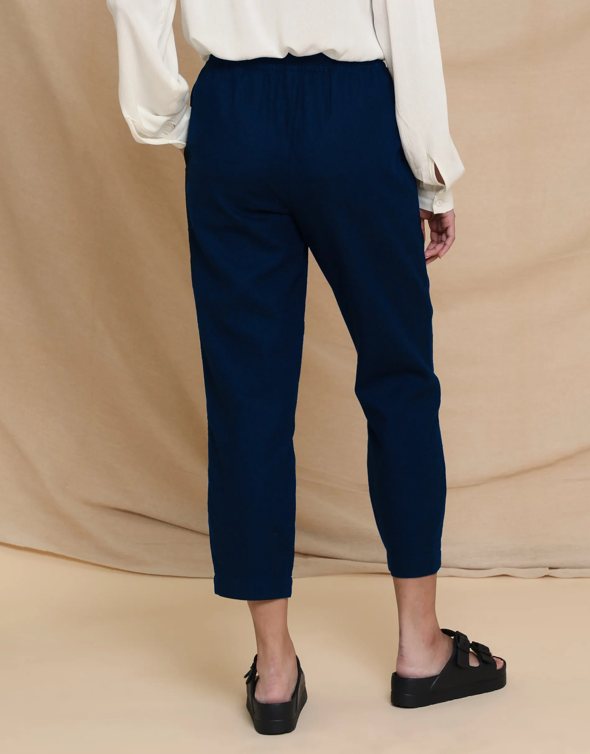 Women's Petite Navy Linen Blend Drawstring Trousers sold by Threadbare product image thumbnail 2