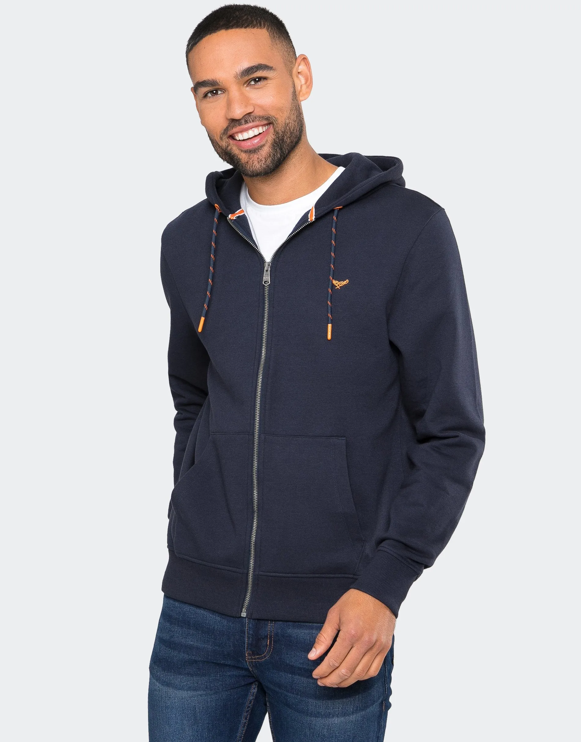 Navy Zip-Through Hoodie sold by Threadbare