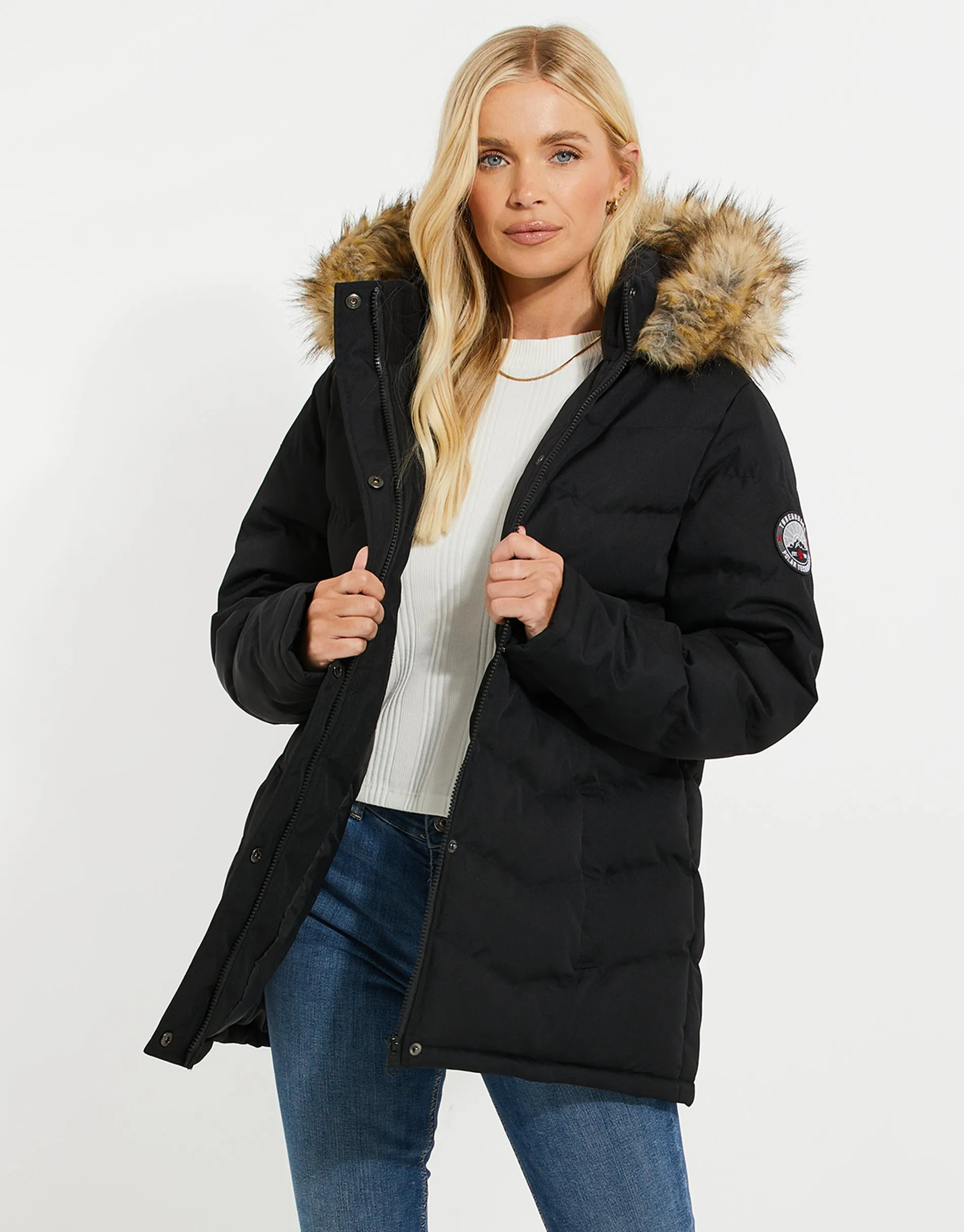 Women's Black Short Parka Jacket sold by Threadbare