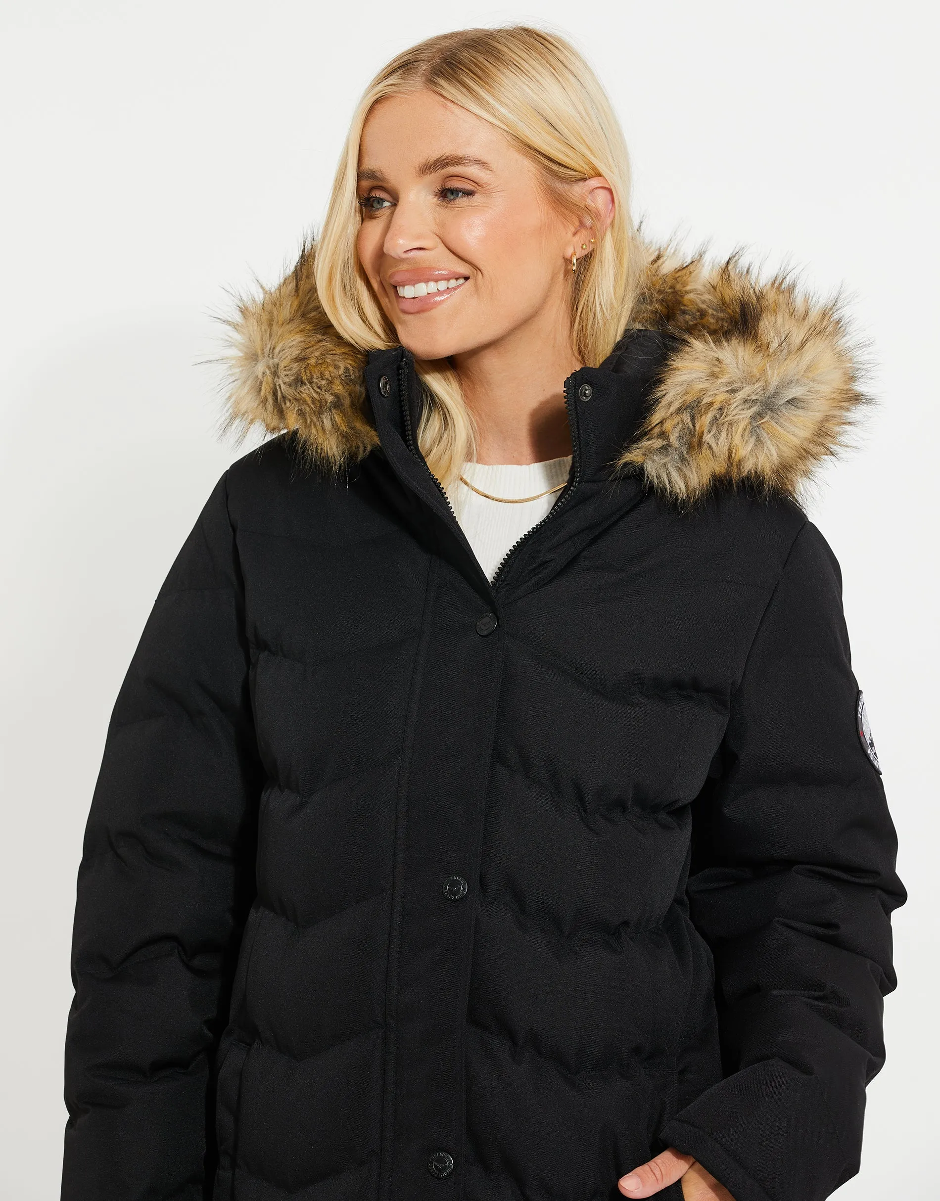 Women's Black Short Parka Jacket sold by Threadbare product image thumbnail 4