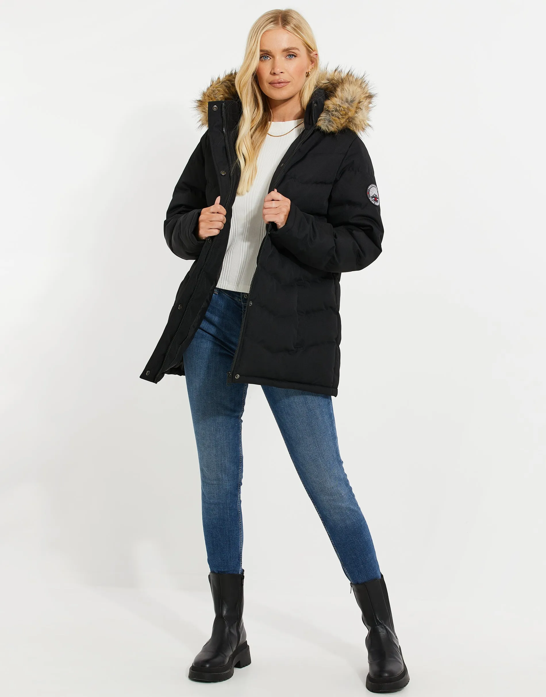 Women's Black Short Parka Jacket sold by Threadbare product image thumbnail 3