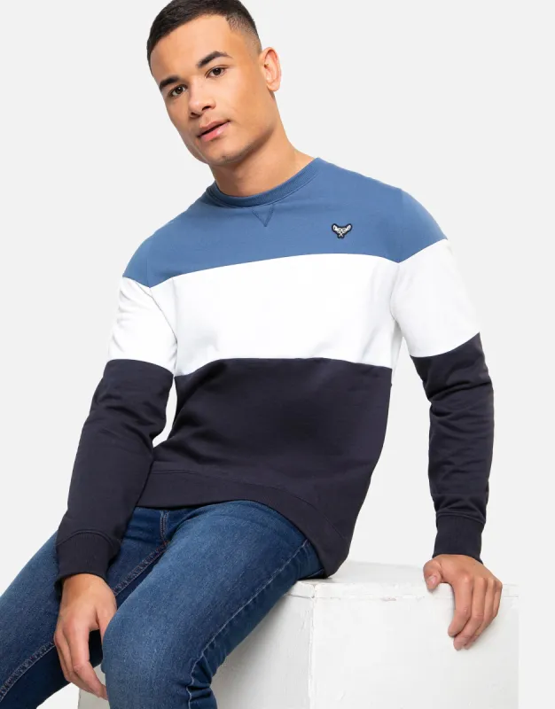 Men's Denim Blue Colourblock Sweatshirt sold by Threadbare