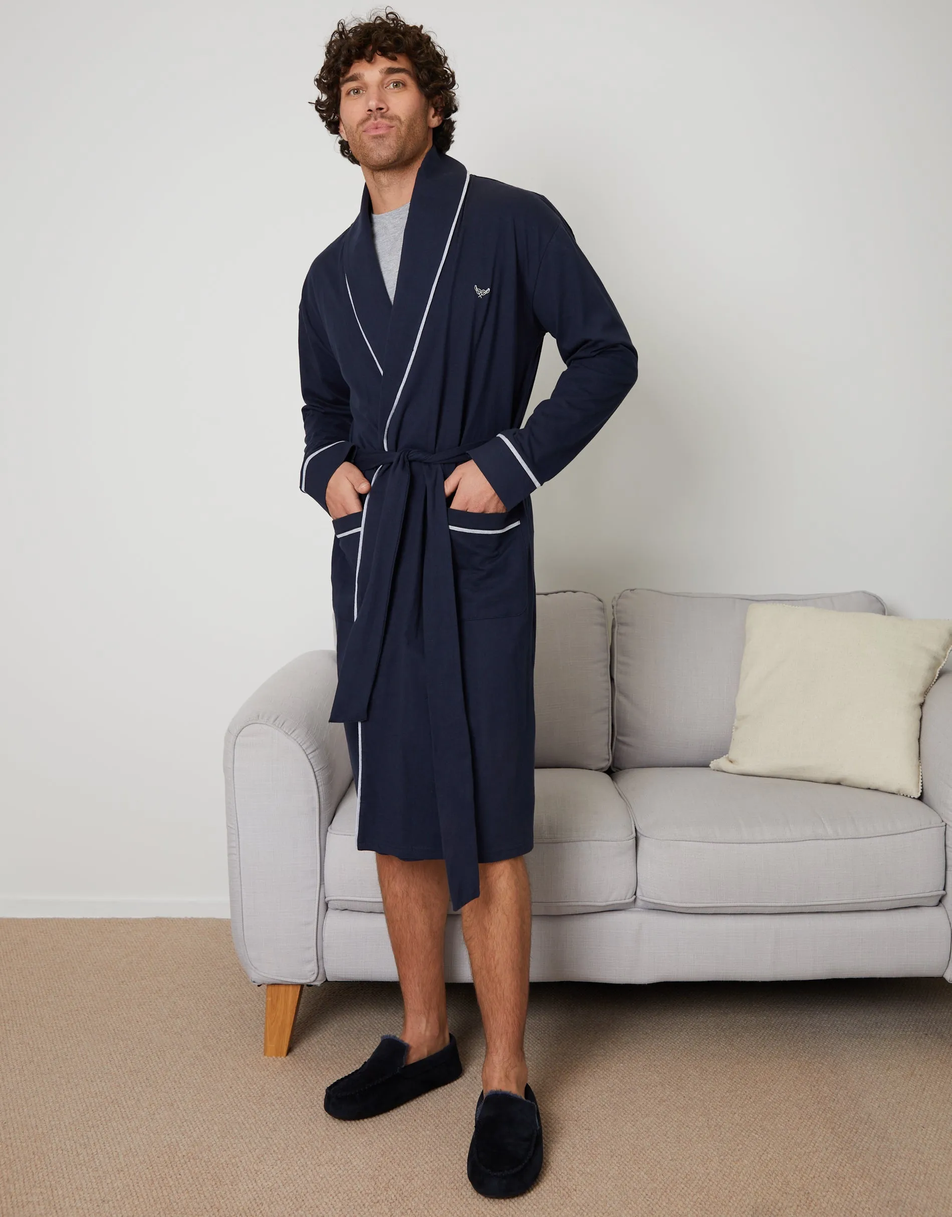 Threadbare Men's Navy Lightweight Dressing Gown sold by Threadbare product image thumbnail 3