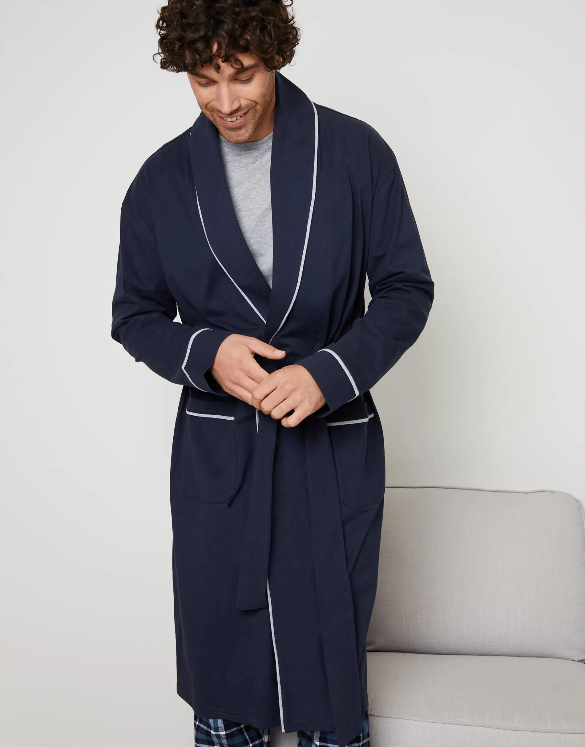Threadbare Men's Navy Lightweight Dressing Gown sold by Threadbare product image thumbnail 4