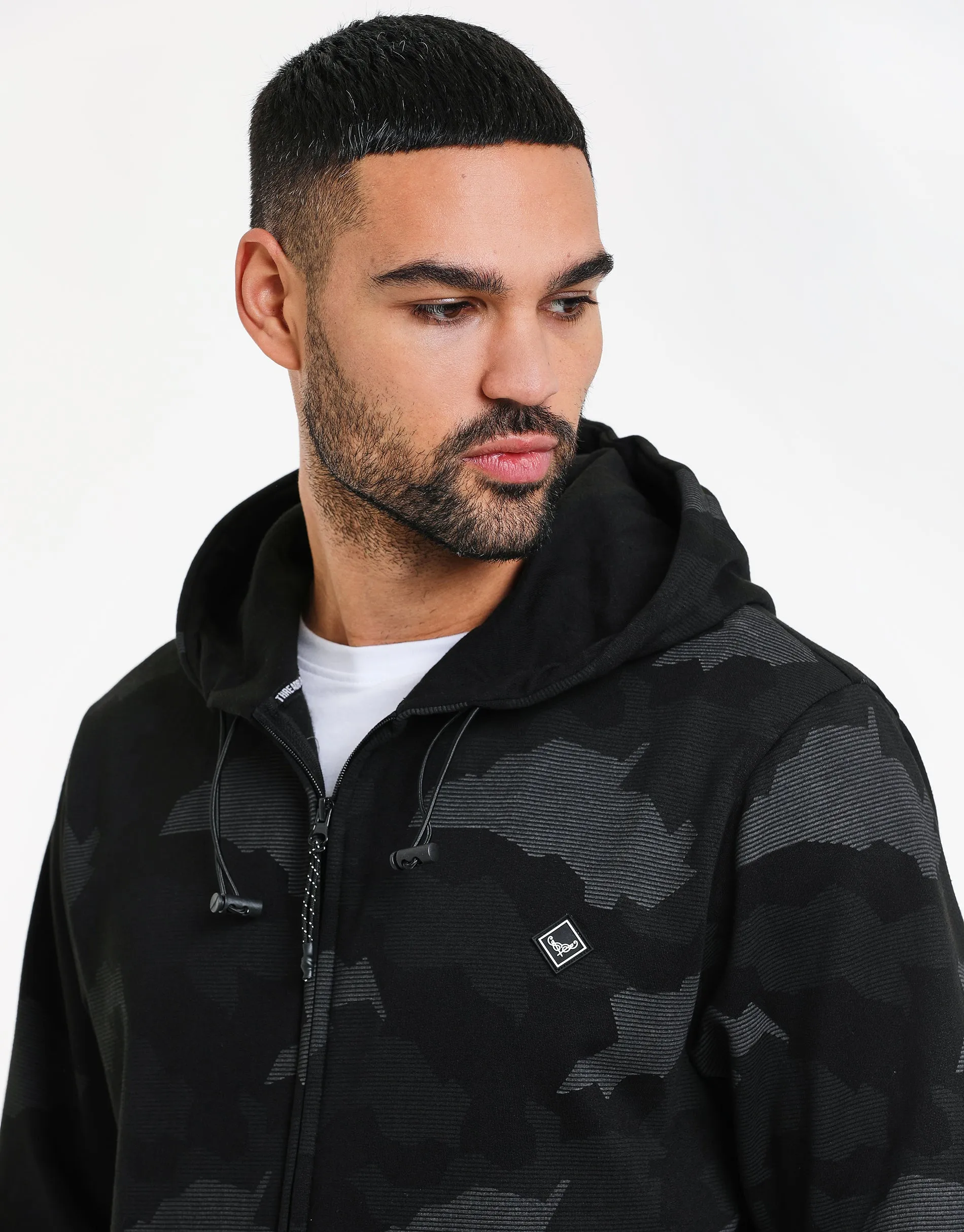 Men's Charcoal Camo Zip-Through Hoodie sold by Threadbare product image thumbnail 4