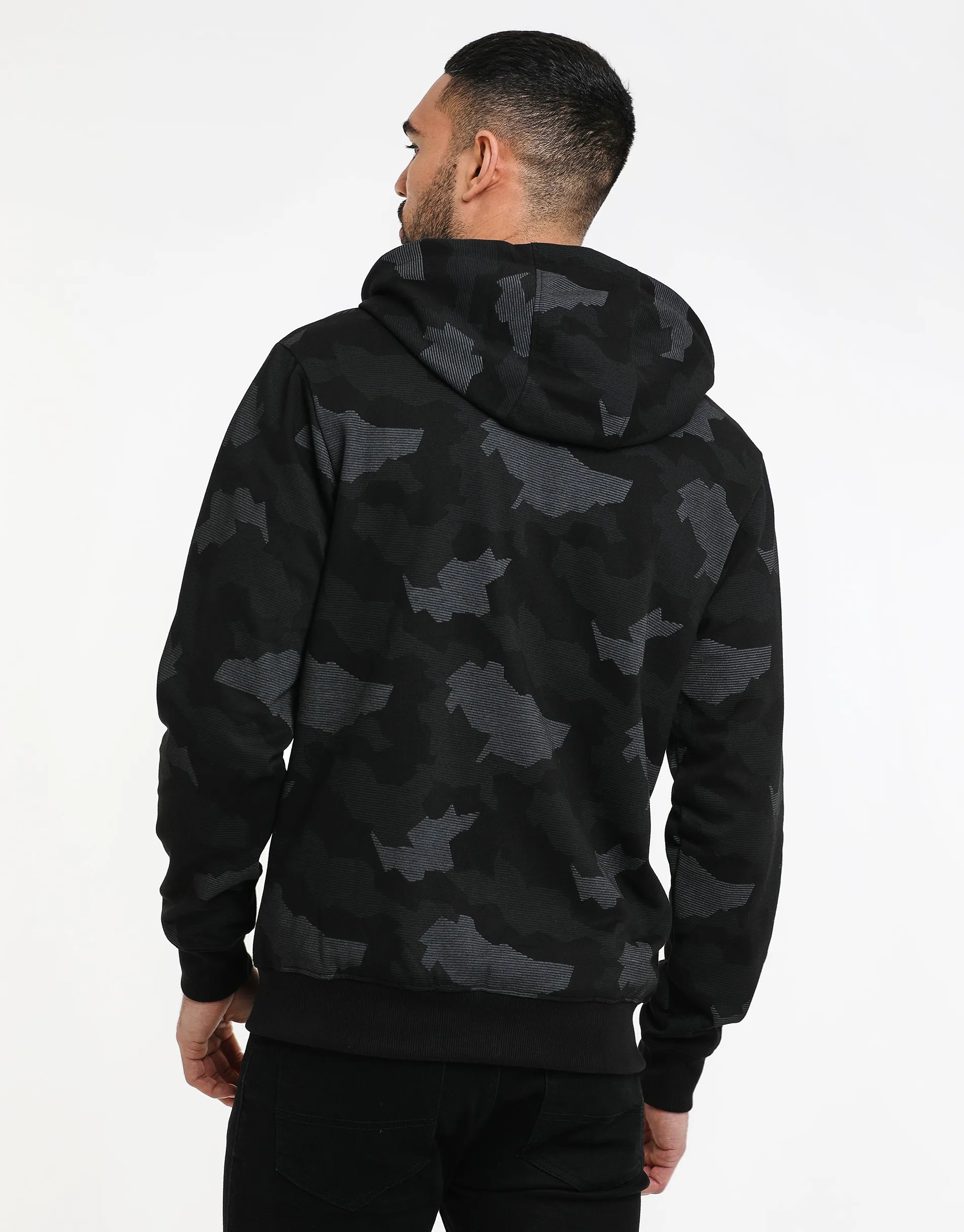 Men's Charcoal Camo Zip-Through Hoodie sold by Threadbare product image thumbnail 2