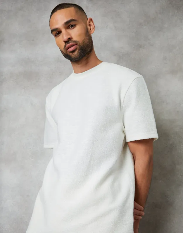 Ecru Textured Relaxed Fit T-Shirt sold by Threadbare