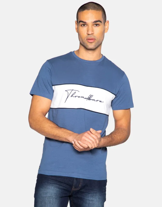 Men's Blue Chest Stripe T-Shirt sold by Threadbare