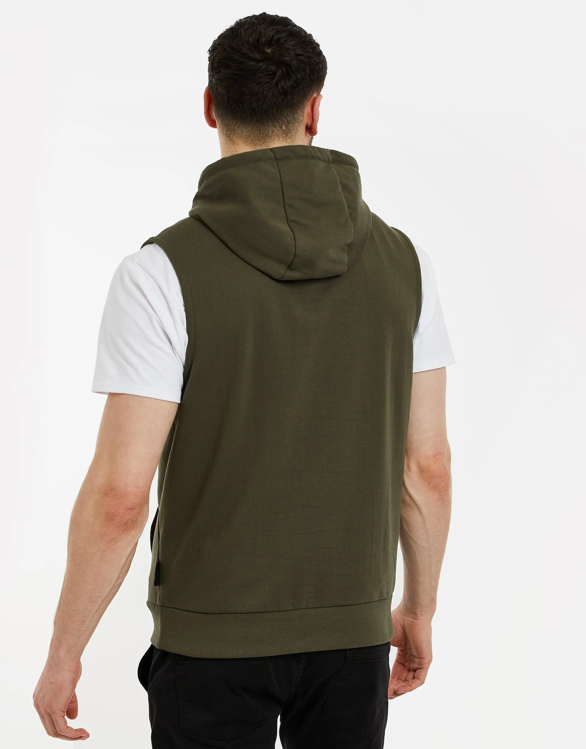 Men's Khaki Sleeveless Pullover Hoodie sold by Threadbare product image thumbnail 2