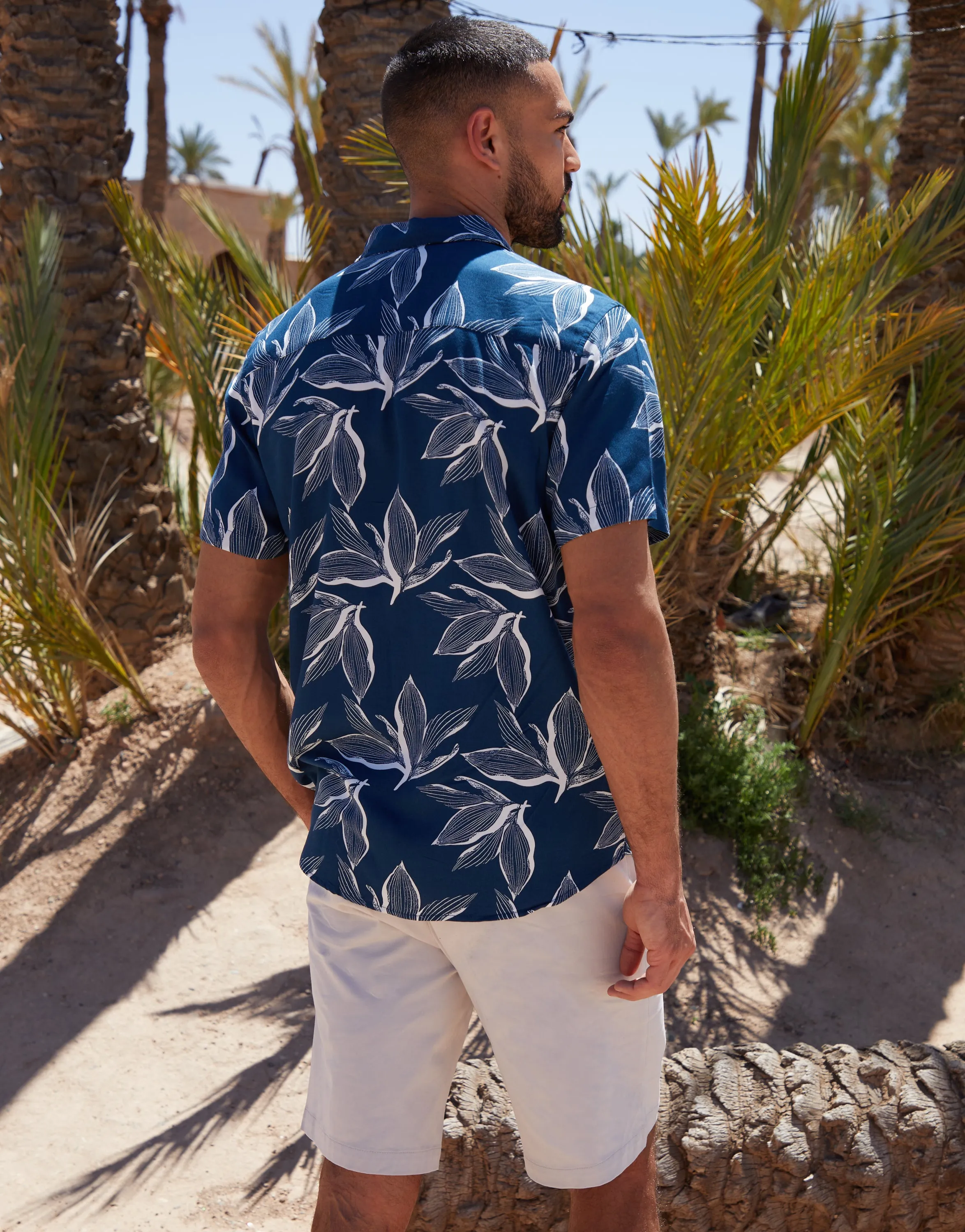 Navy Leaf Print Short Sleeve Shirt sold by Threadbare product image thumbnail 2