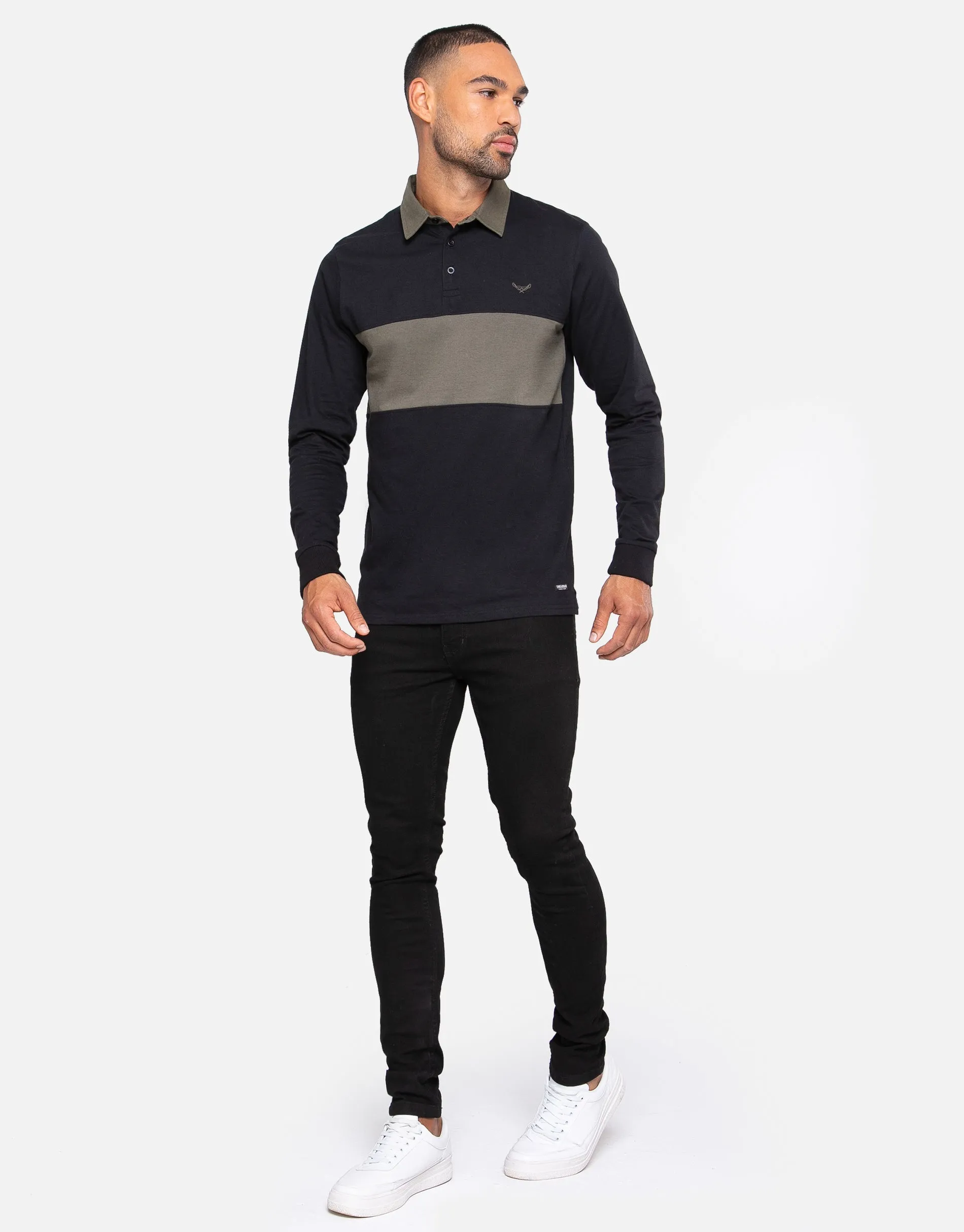 Men's Black Cotton Rugby Shirt sold by Threadbare product image thumbnail 3