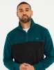Teal Green & Black Colourblock Quarter Zip Fleece sold by Threadbare