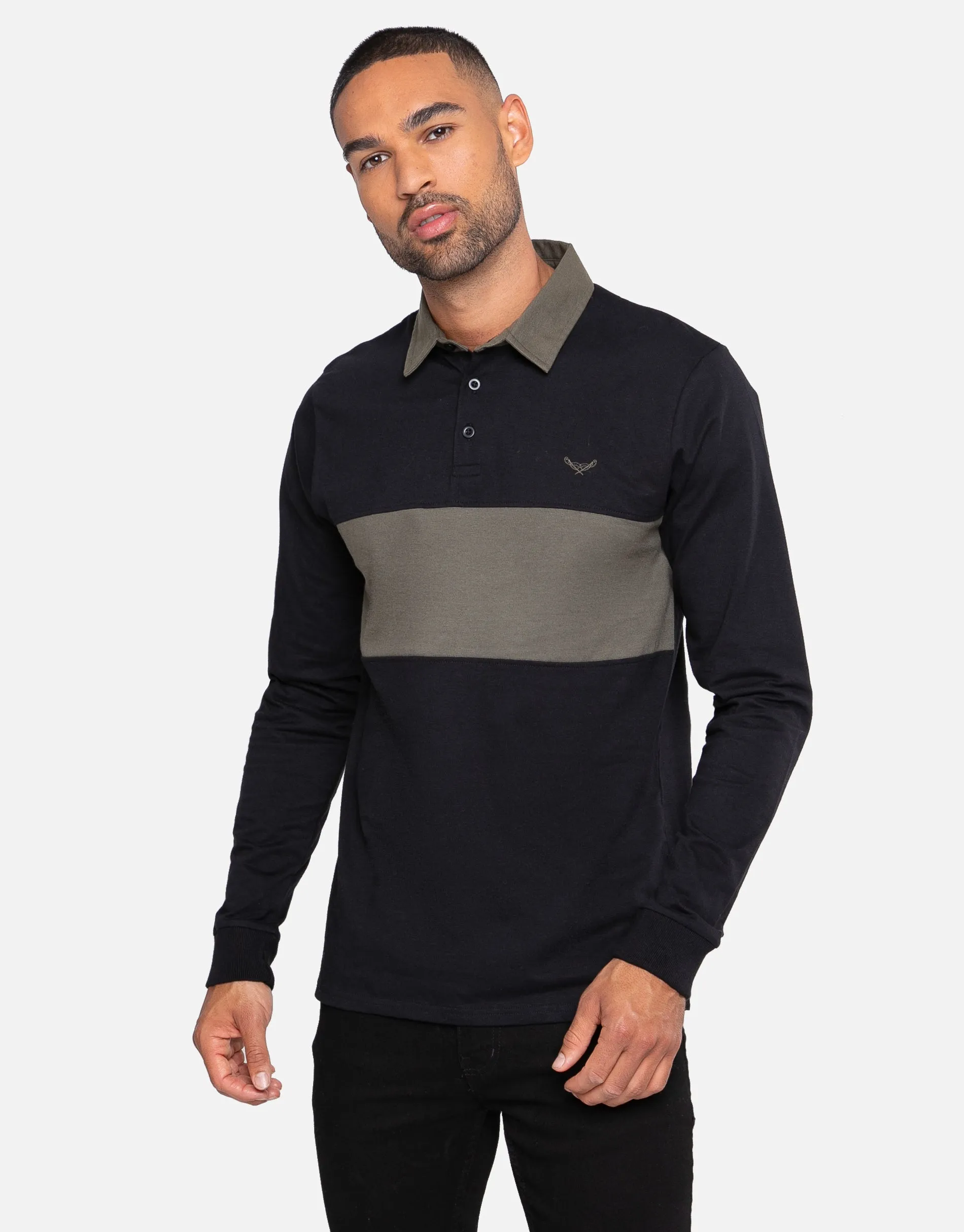 Men's Black Cotton Rugby Shirt sold by Threadbare