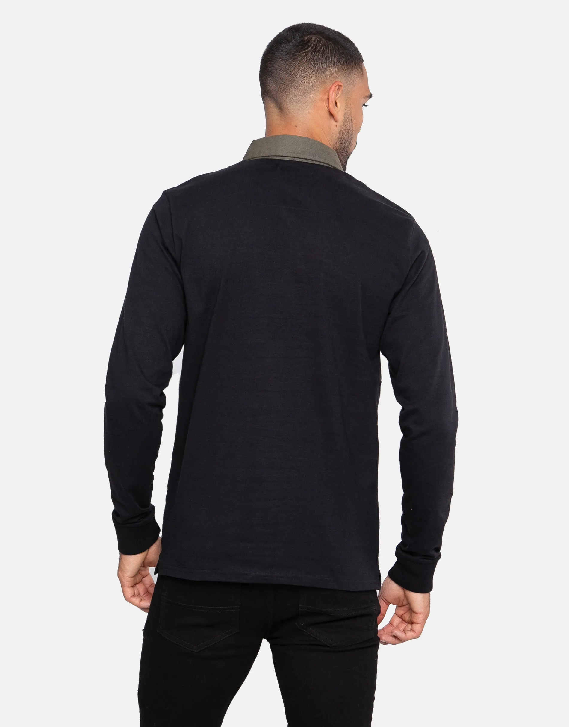 Men's Black Cotton Rugby Shirt sold by Threadbare product image thumbnail 2