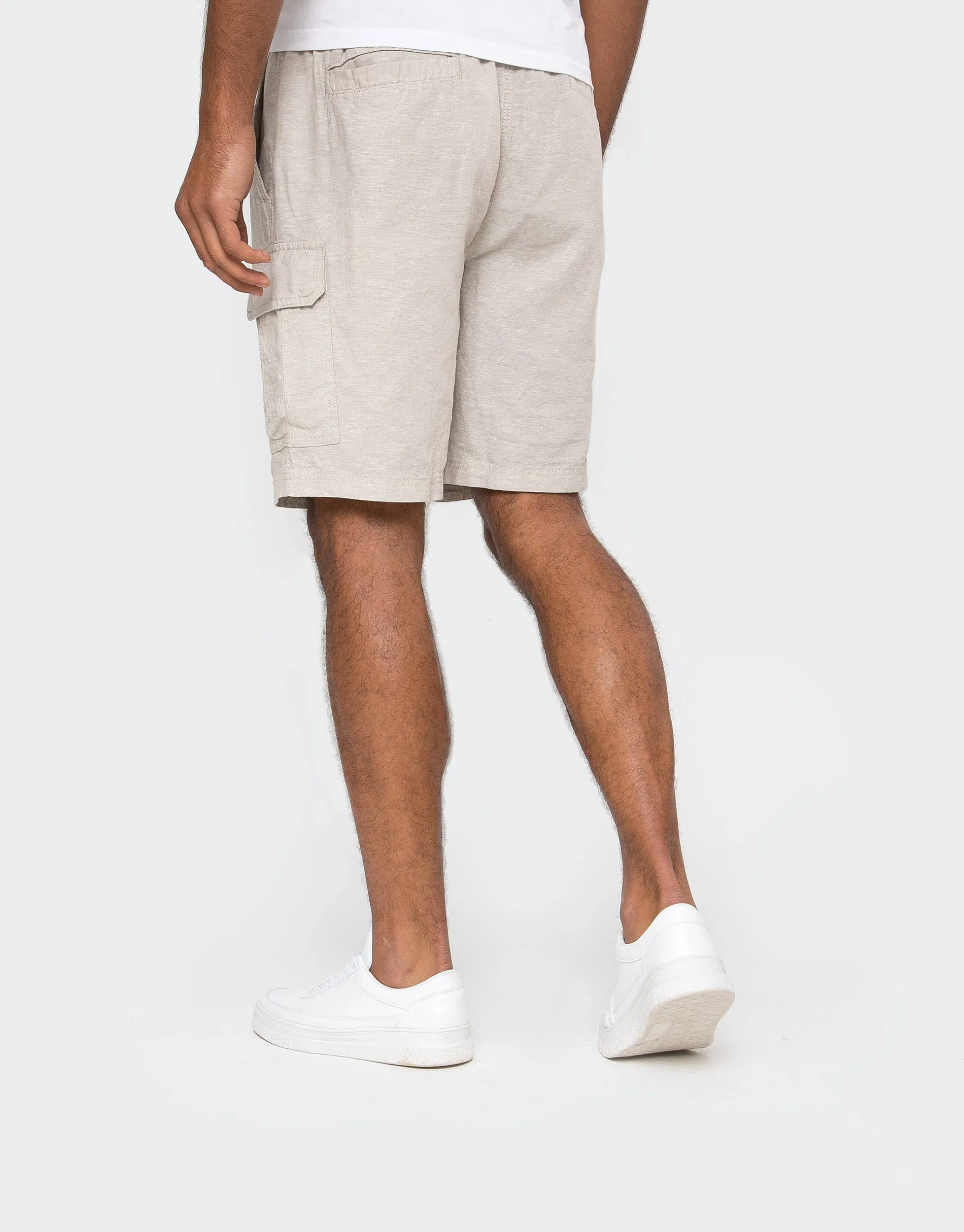 Men's Stone Linen Blend Cargo Shorts sold by Threadbare product image thumbnail 2