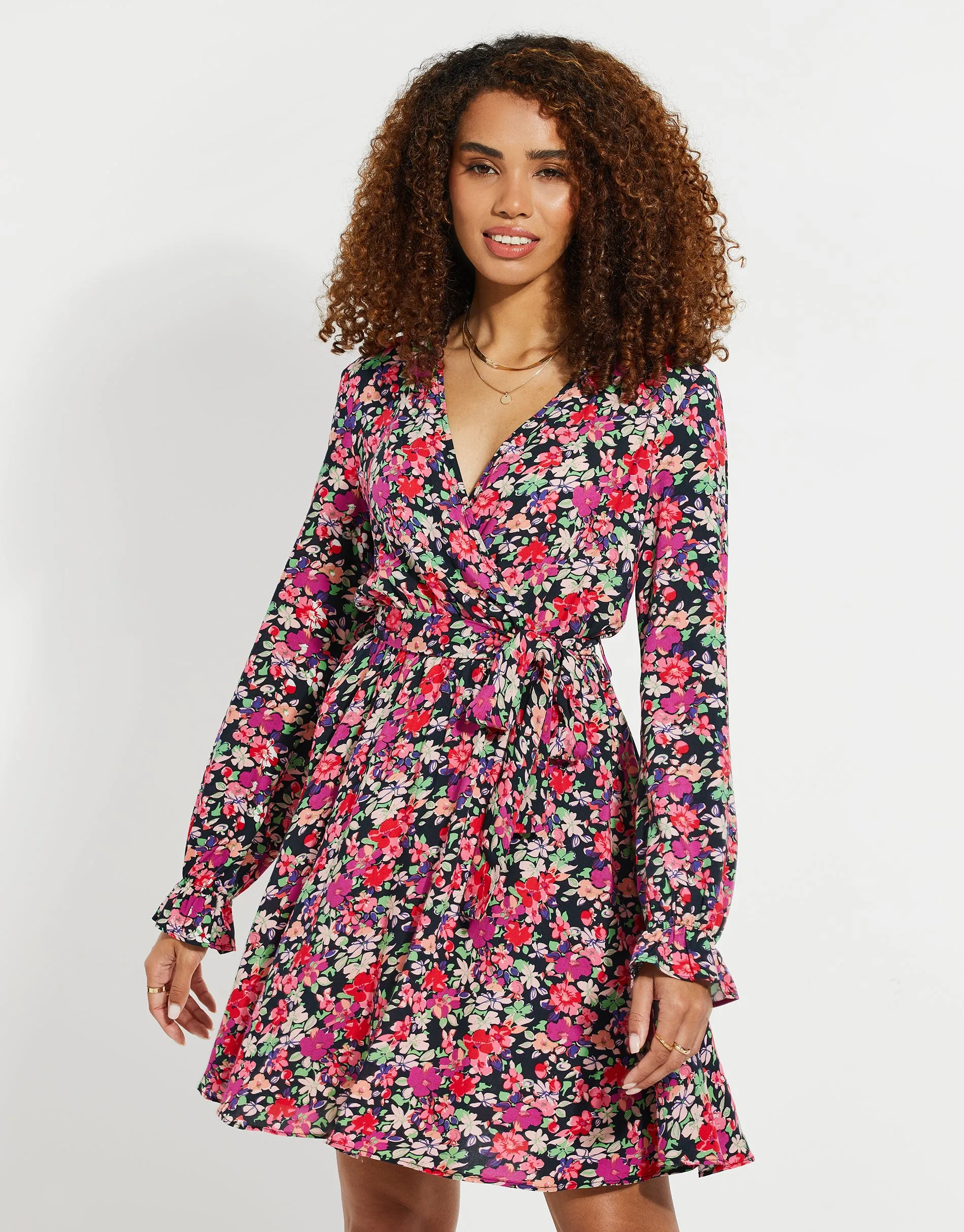 Women's Floral Print Mini Wrap Dress sold by Threadbare product image thumbnail 2