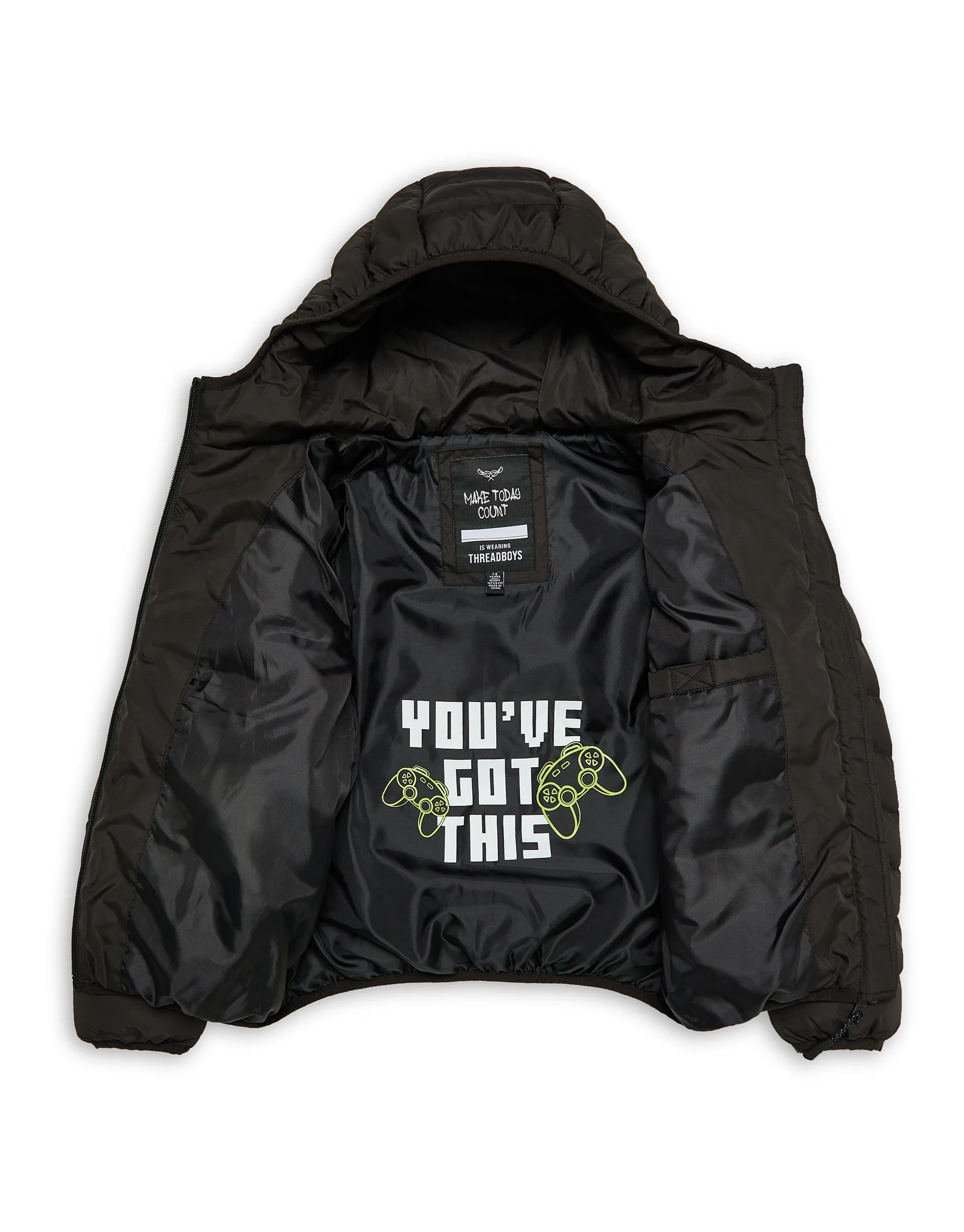 Boys' Black Puffer Jacket sold by Threadbare product image thumbnail 5