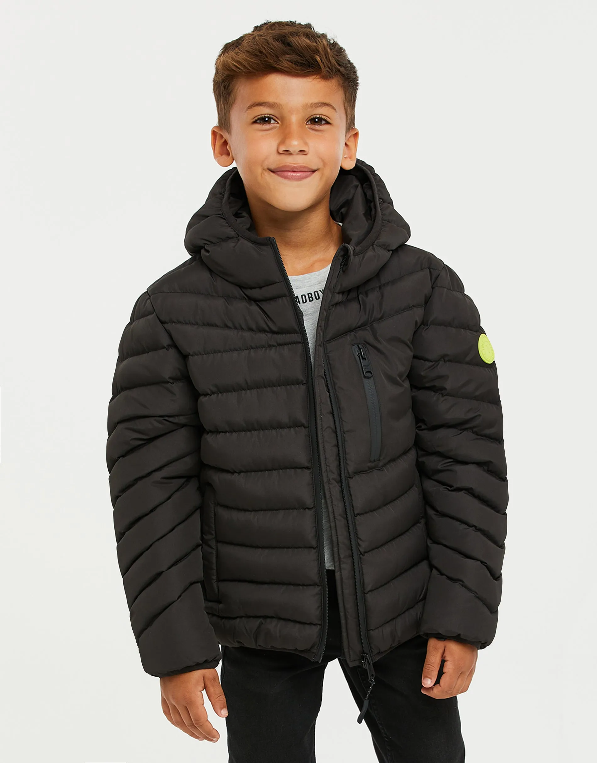 Boys' Black Puffer Jacket sold by Threadbare product image thumbnail 2