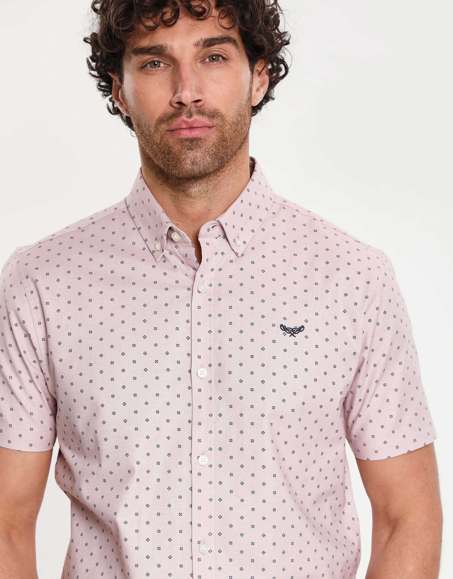 Threadbare Men's Pink Geo Print Short Sleeve Shirt sold by Threadbare product image thumbnail 4