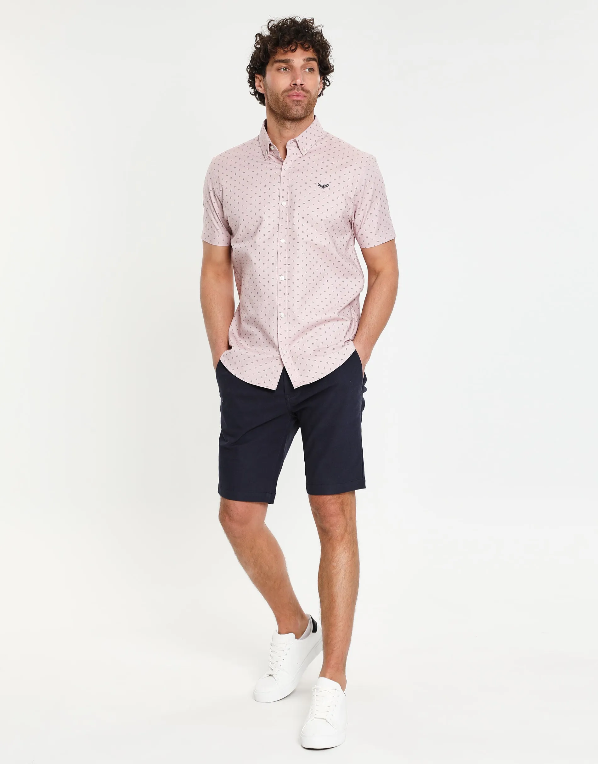 Threadbare Men's Pink Geo Print Short Sleeve Shirt sold by Threadbare product image thumbnail 3