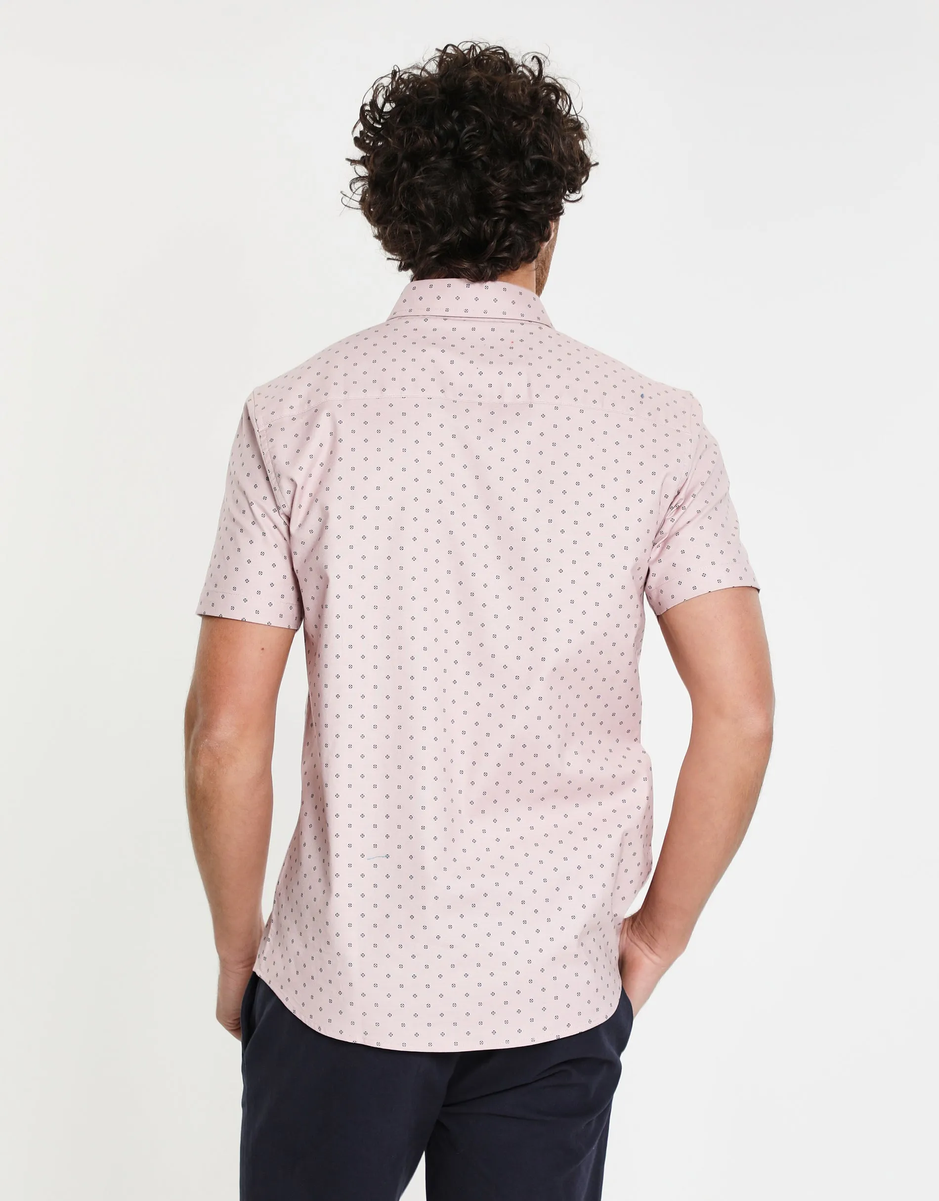 Threadbare Men's Pink Geo Print Short Sleeve Shirt sold by Threadbare product image thumbnail 2