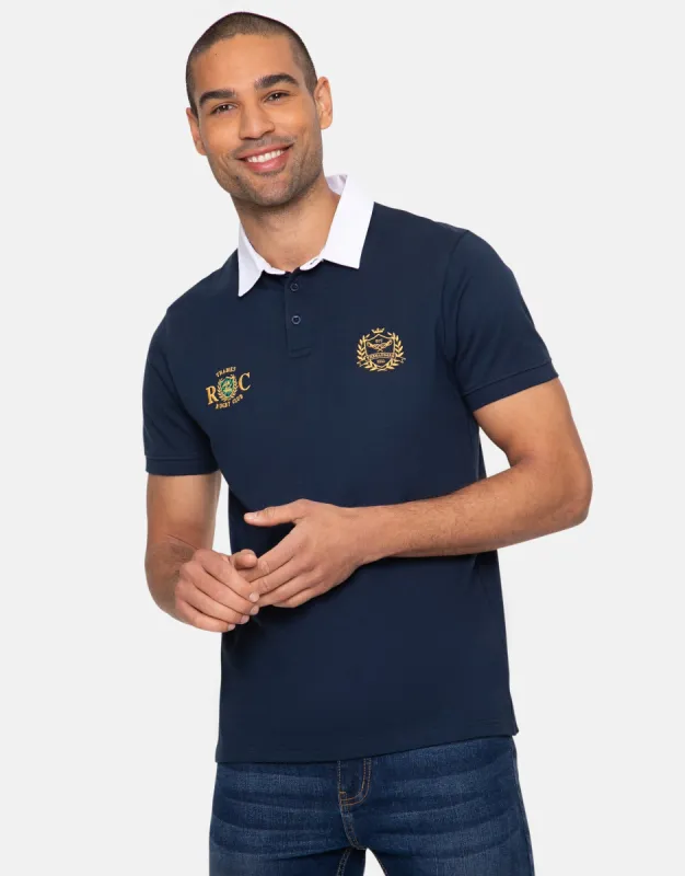 Men's Navy Short Sleeve Rugby Shirt sold by Threadbare