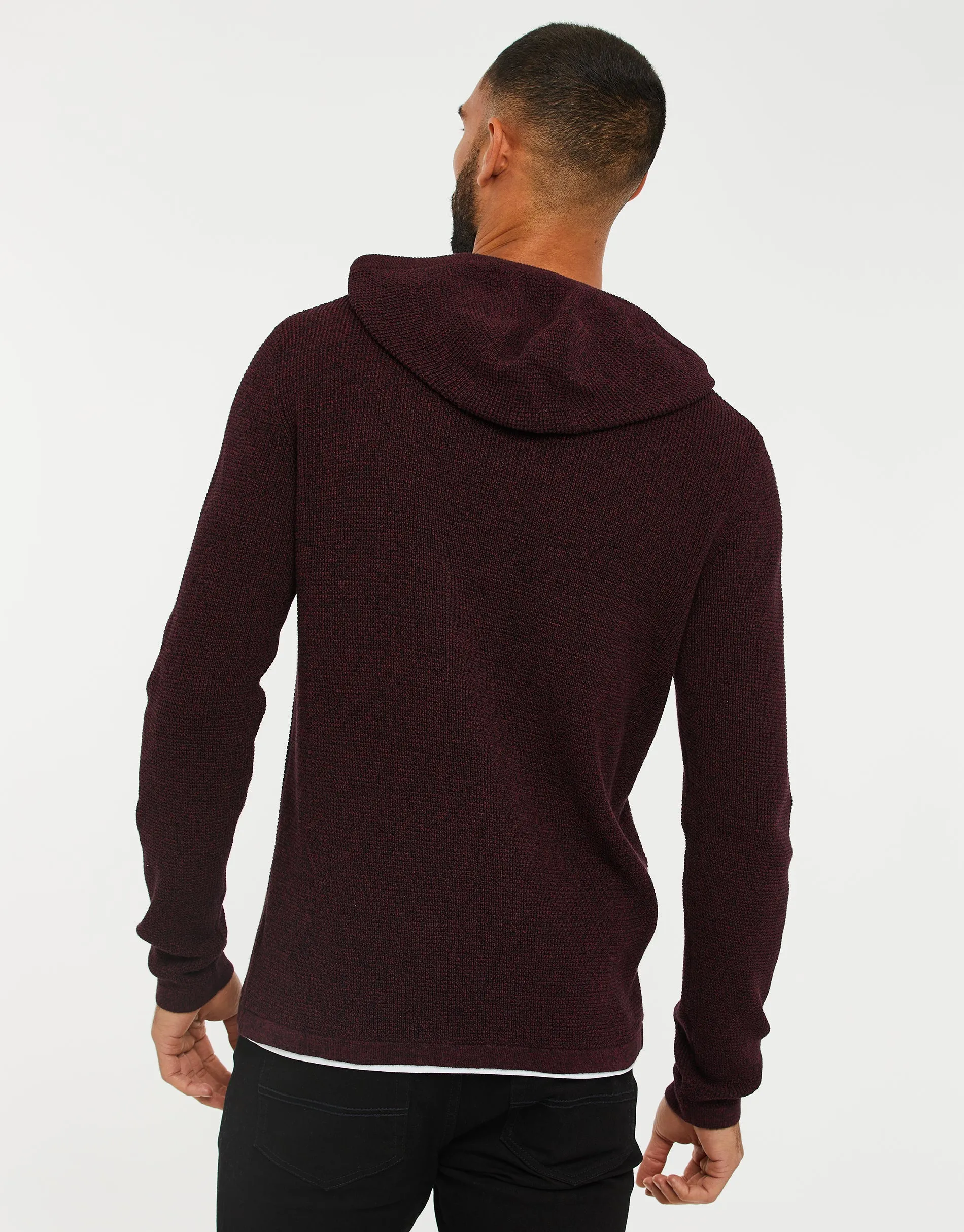 Men's Burgundy Twist Mock T-Shirt Knitted Hoodie sold by Threadbare product image thumbnail 2