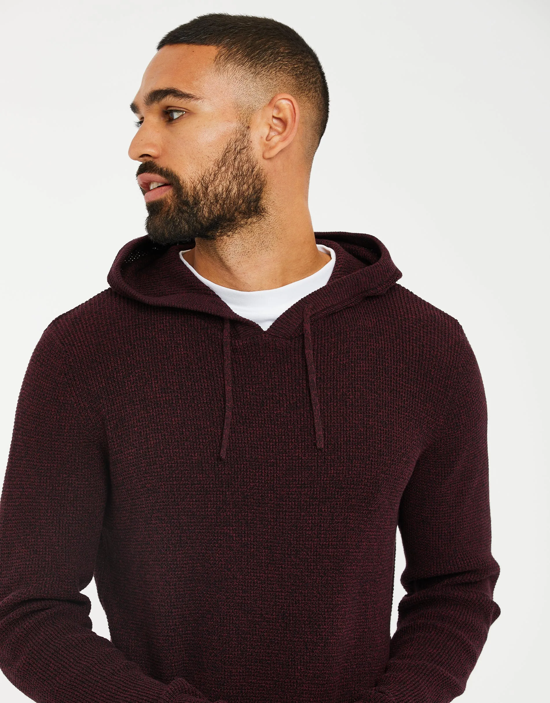 Men's Burgundy Twist Mock T-Shirt Knitted Hoodie sold by Threadbare product image thumbnail 4