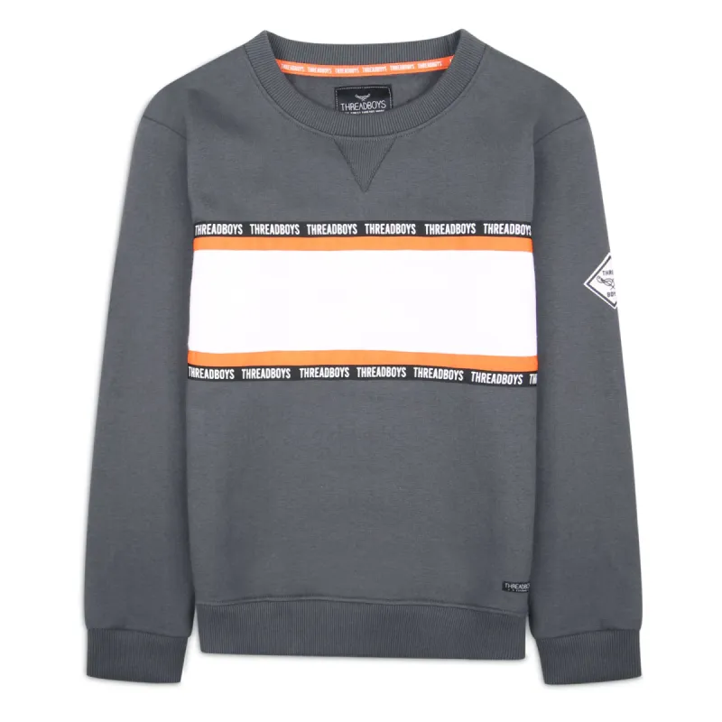 Boys' Grey Crew Neck Sweatshirt made by Threadbare